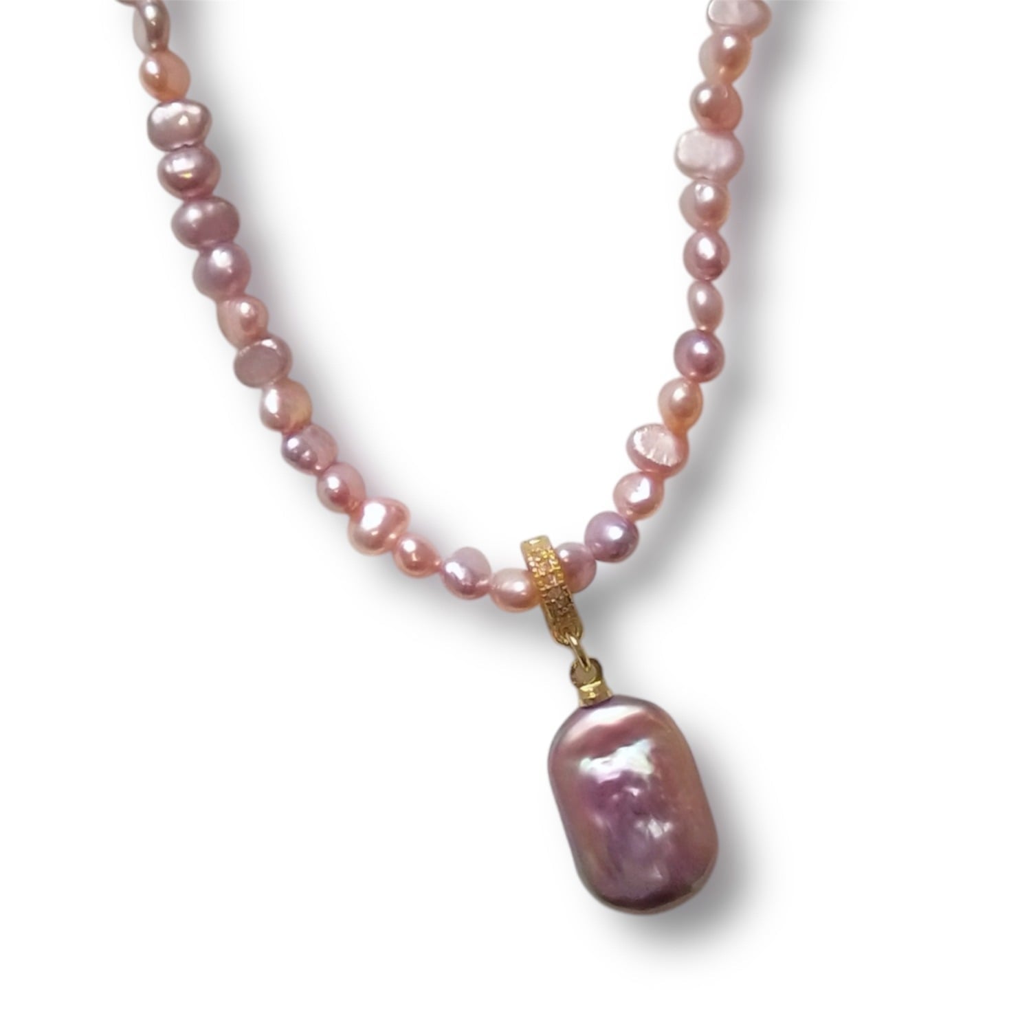 Rectangular Pink Baroque Pearl Necklace