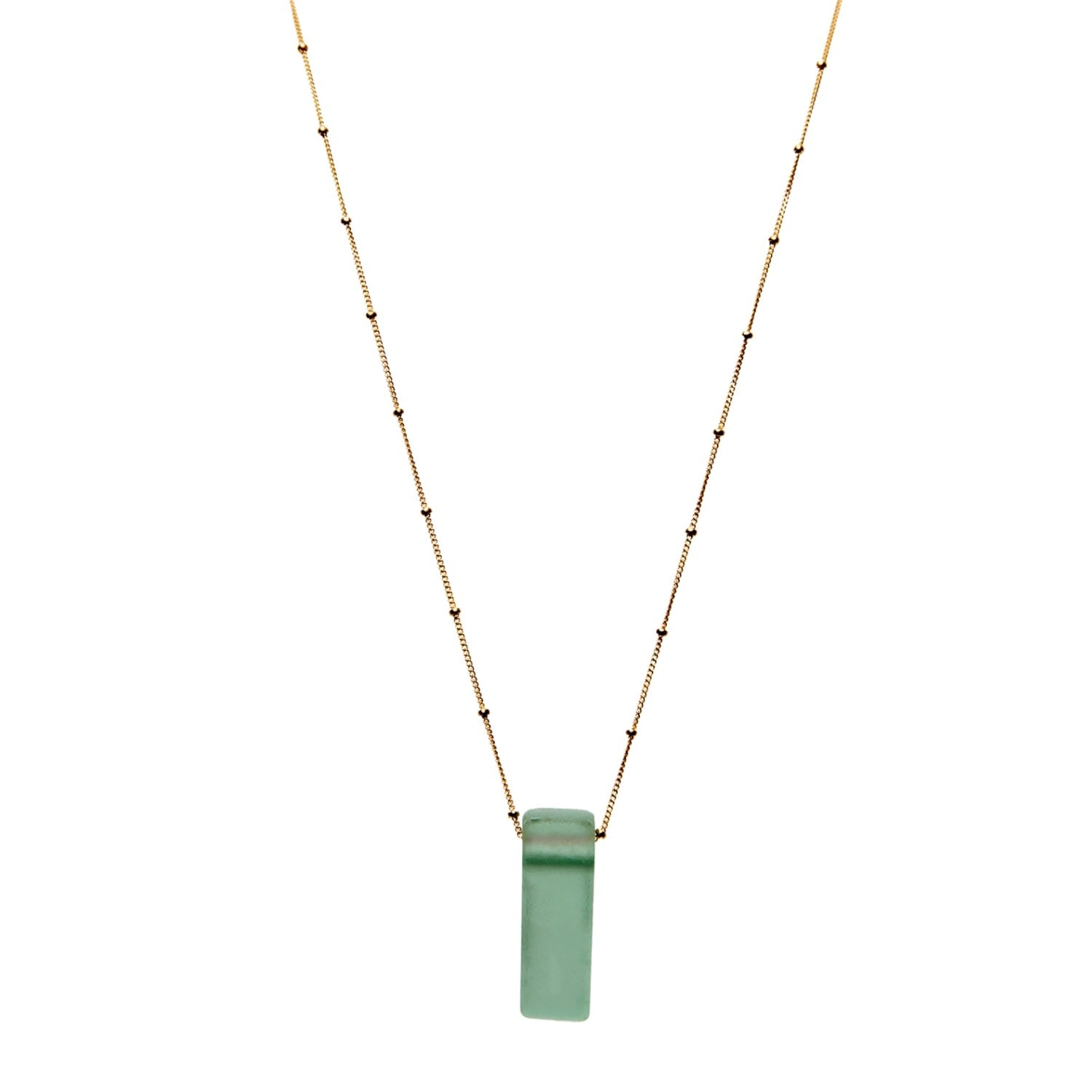 Recycled Glass Stiletto Necklace Antique Clear Gold