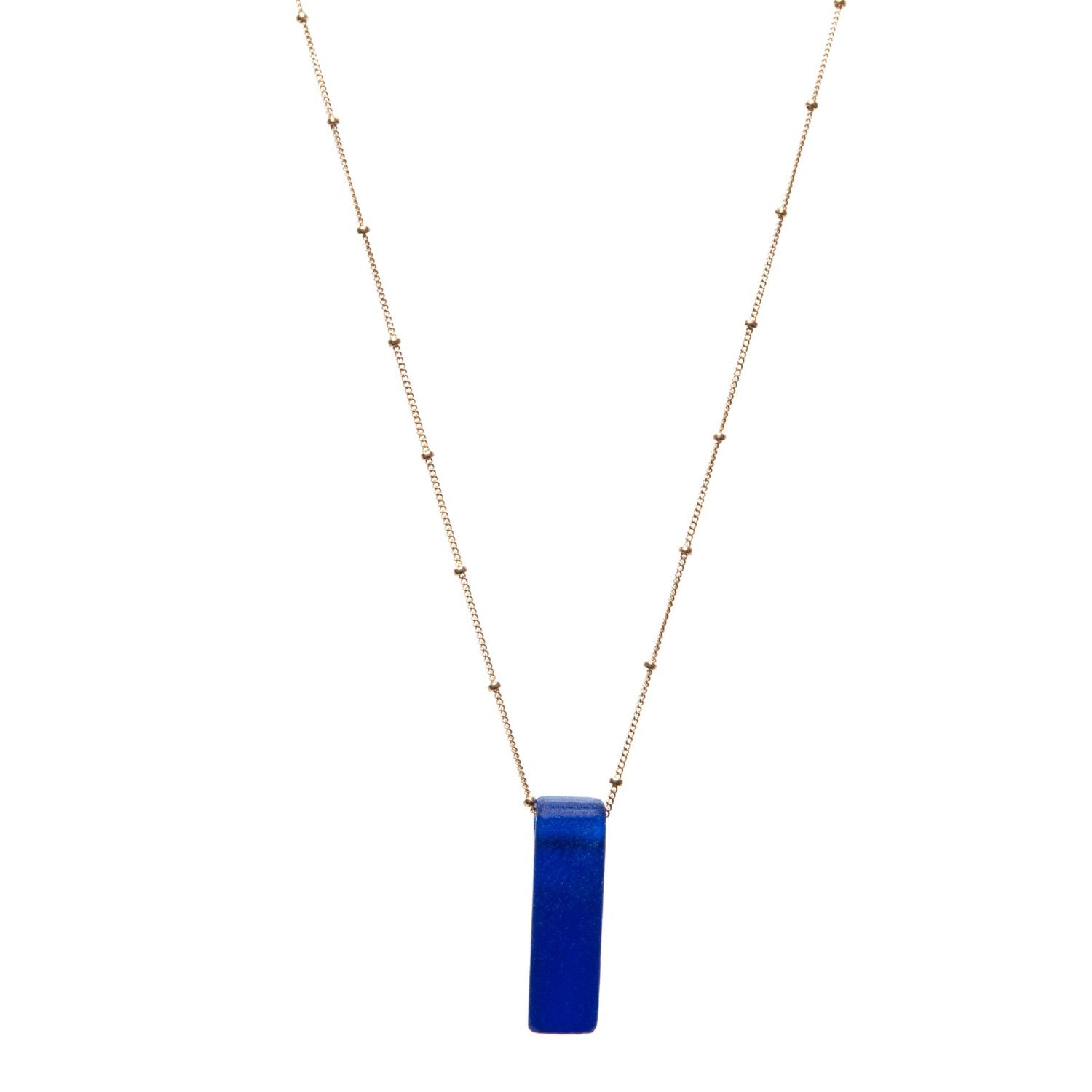 Recycled Vodka Bottle Stiletto Necklace Cobalt Sterling