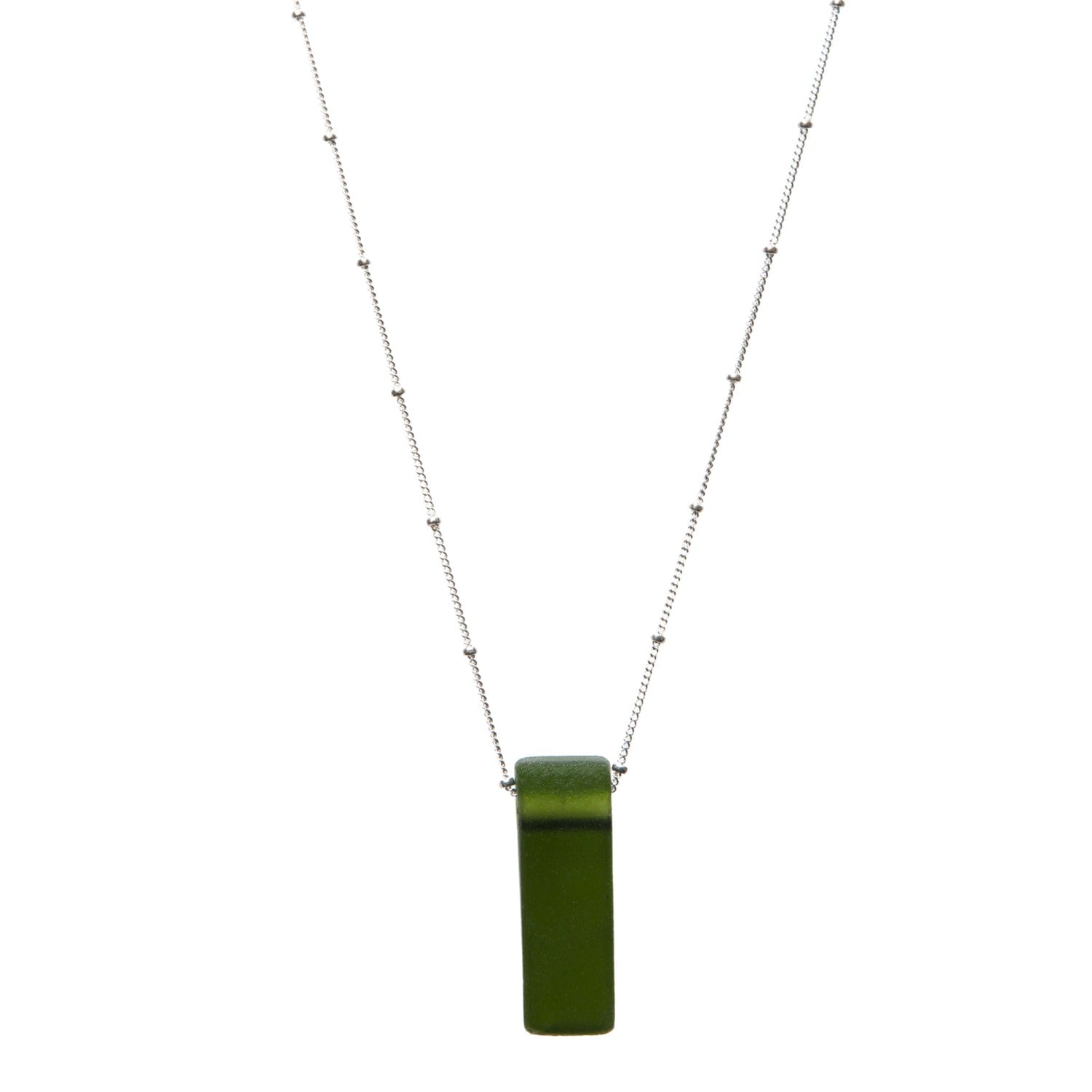Recycled Wine Bottle Stiletto Necklace Pine Sterling