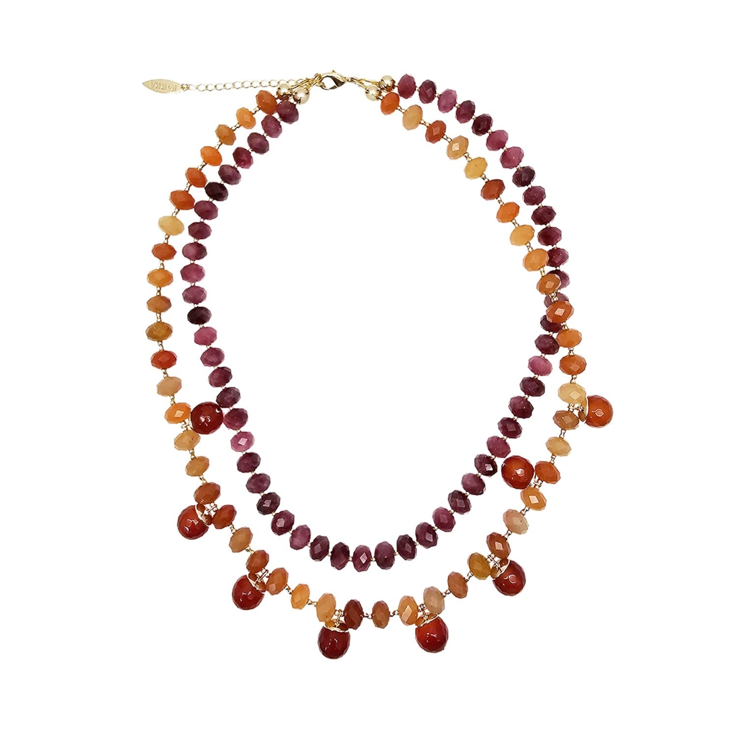 Red Agate Double Layers Statement Necklace