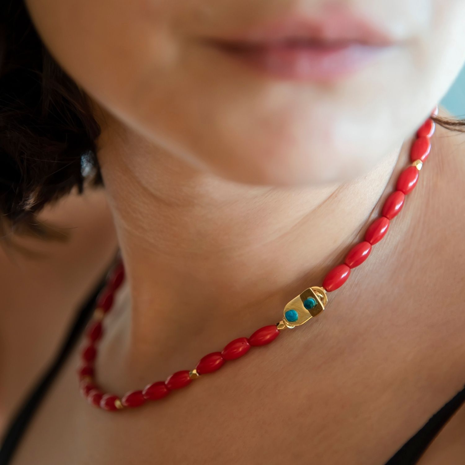 Red Bean - Coral Necklace