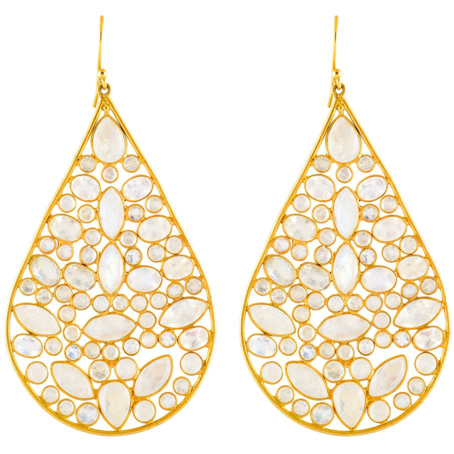 Red Carpet Jali Drops - Rainbow Moonstones