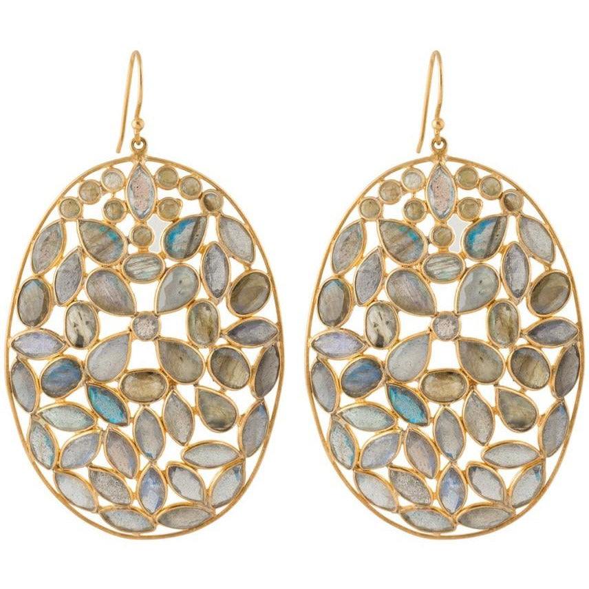 Red Carpet Oval Jali Drops - Labradorite