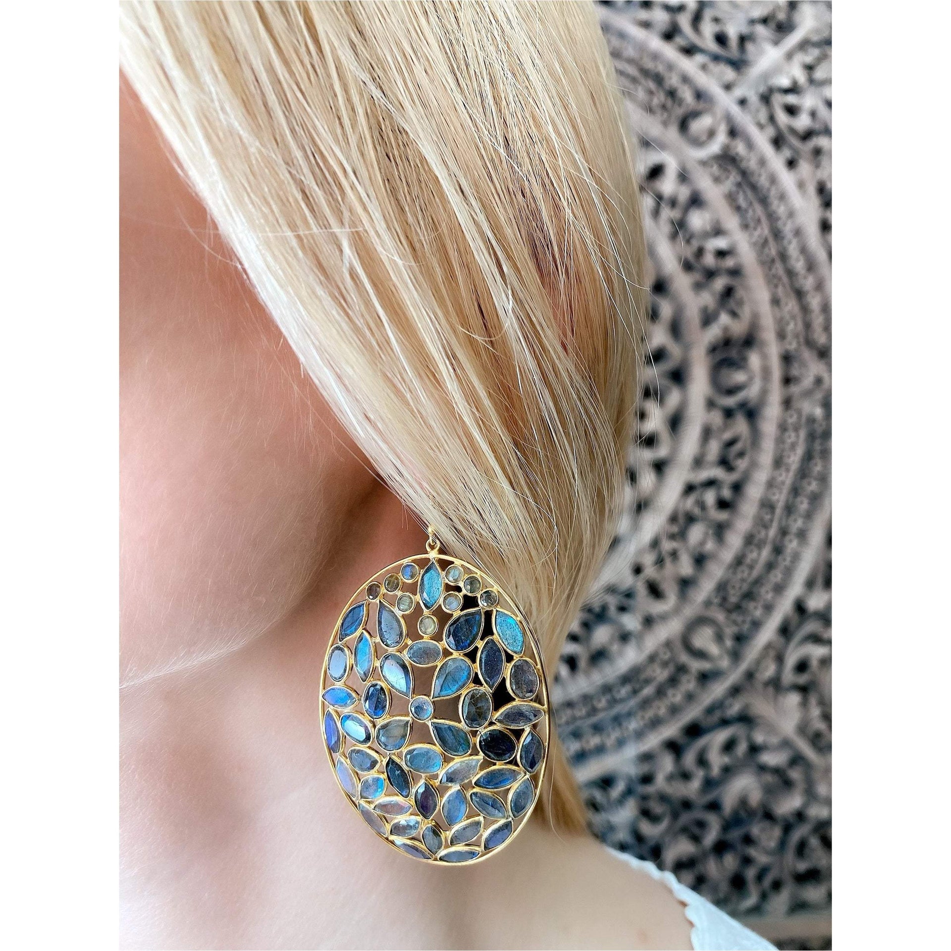 Red Carpet Oval Jali Drops - Labradorite