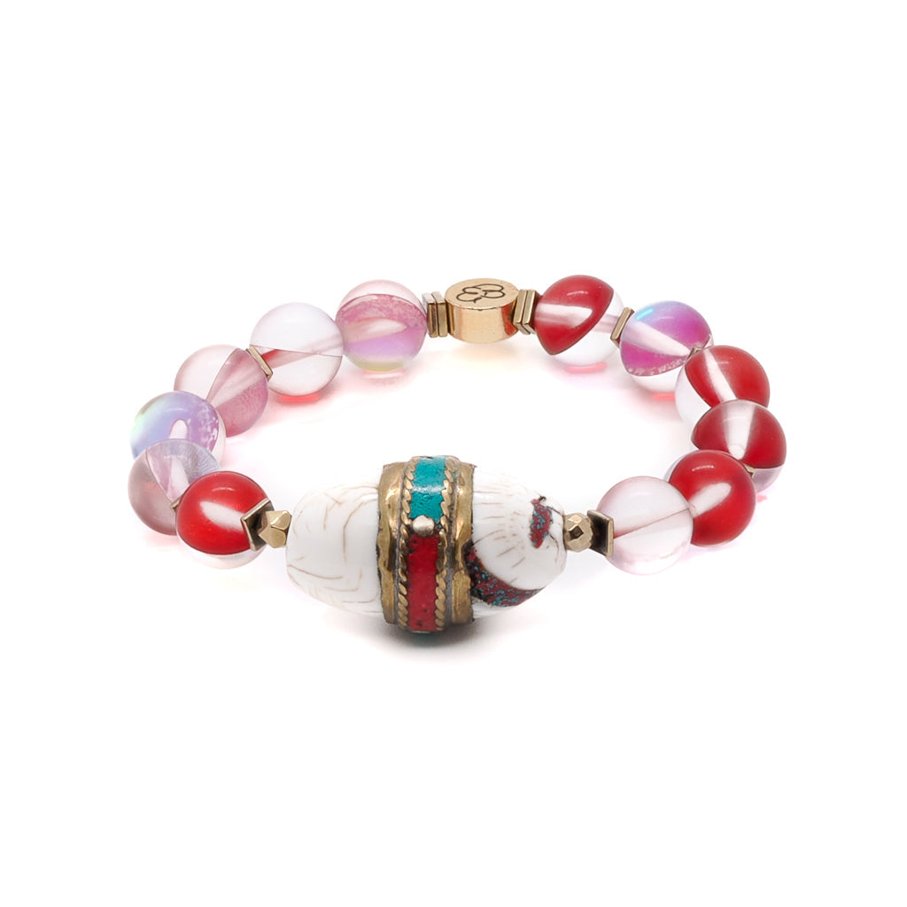 Red Cat Eye Beaded Mystic Bracelet - Colorful