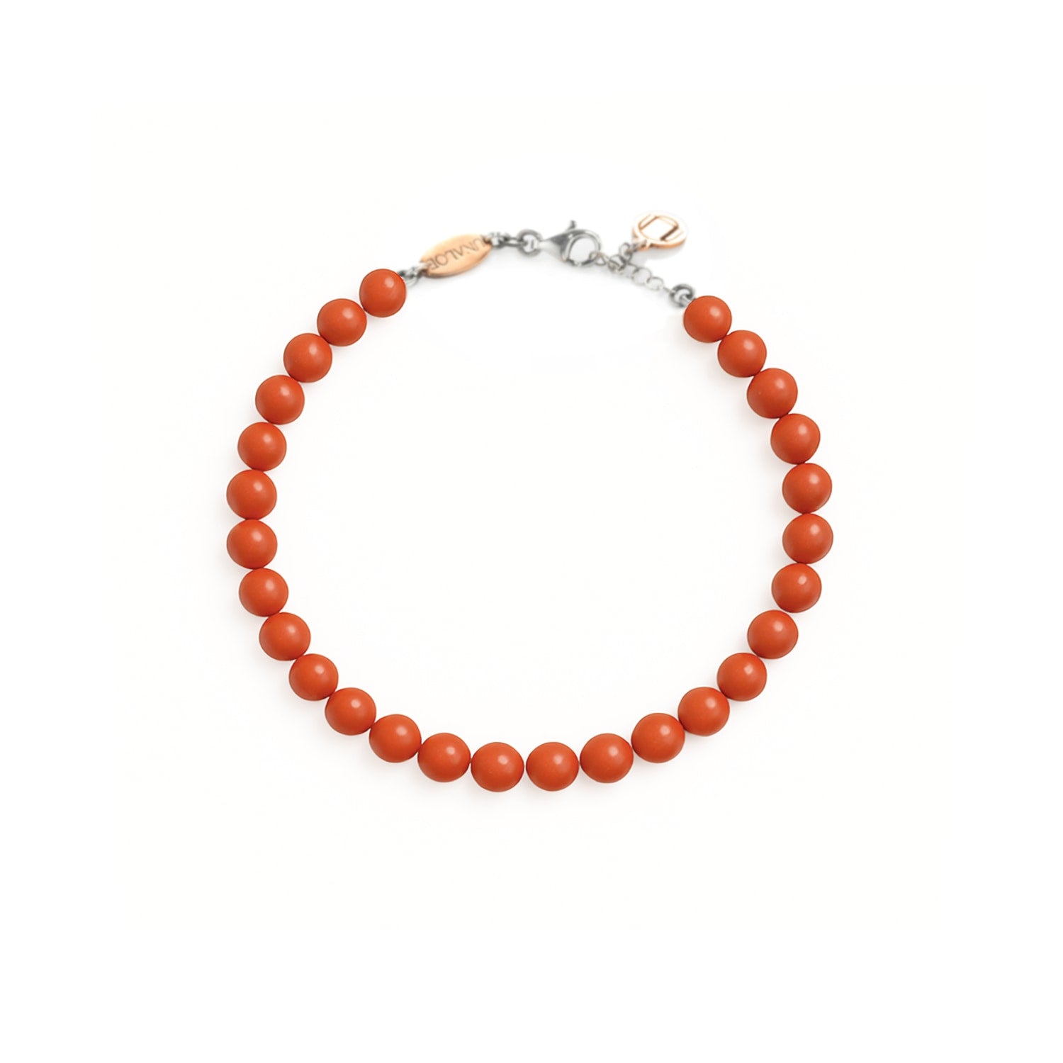 Red Coral And Sterling Silver Bracelet