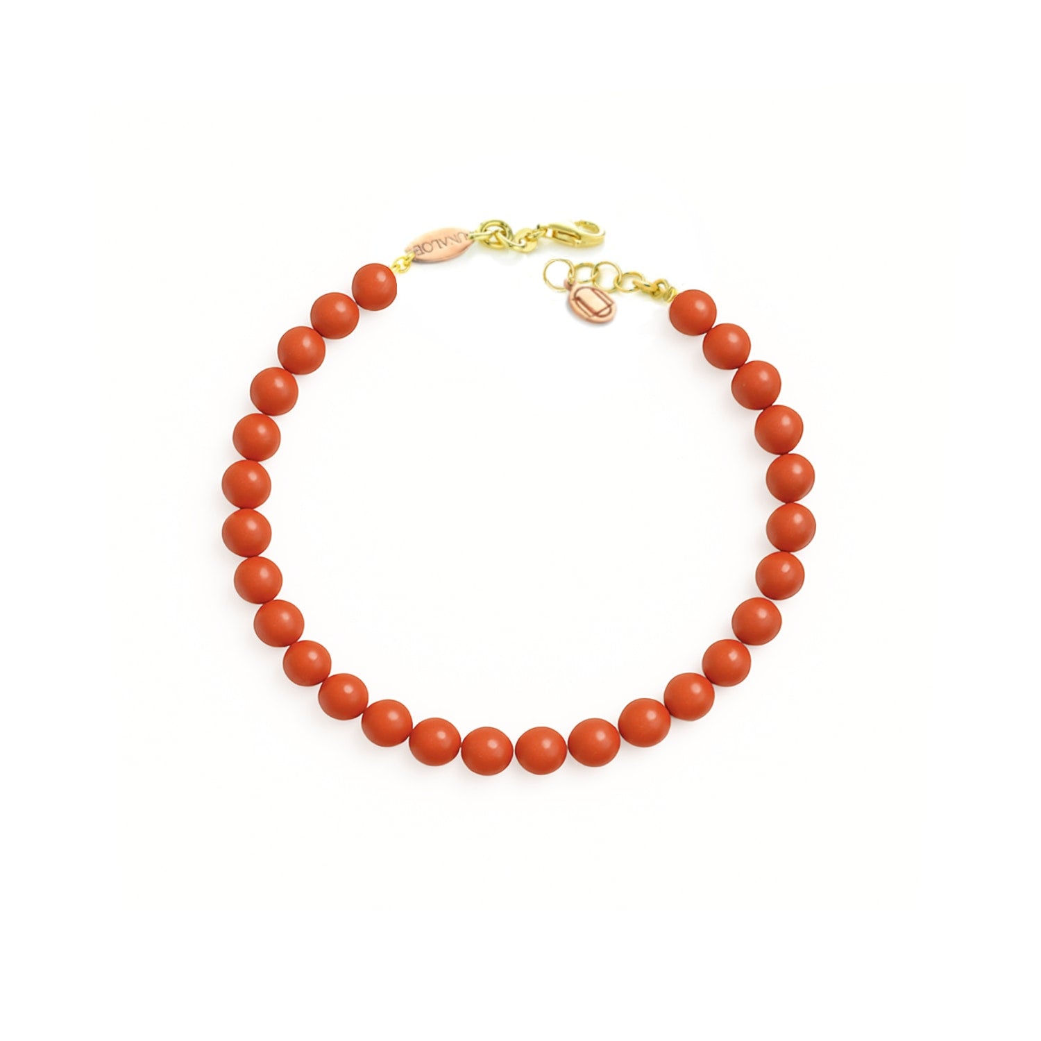 Red Coral Bracelet With Gold-Plated Silver Details