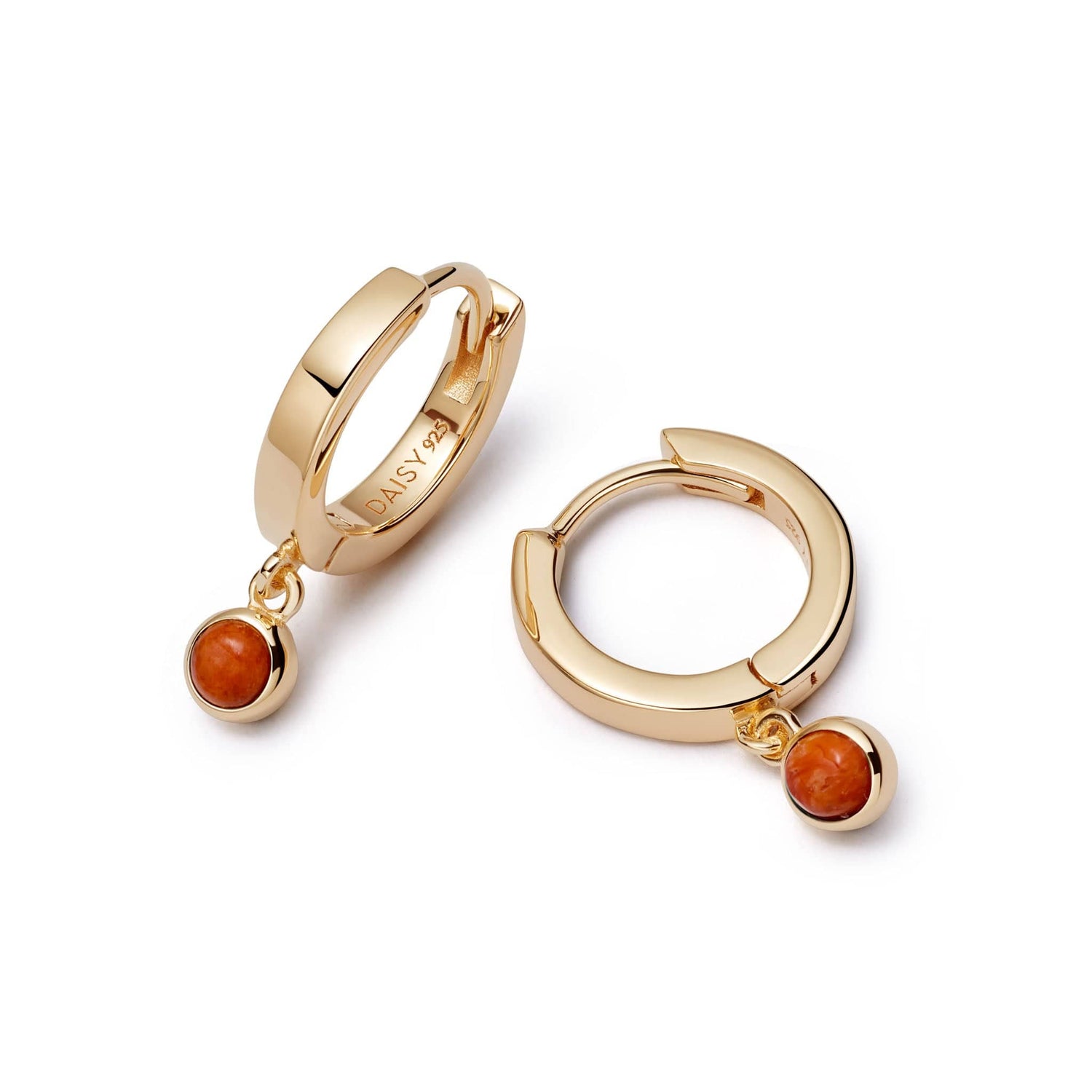 red-coral-healing-huggie-hoop-earrings-18ct-gold-plated-daisy-london