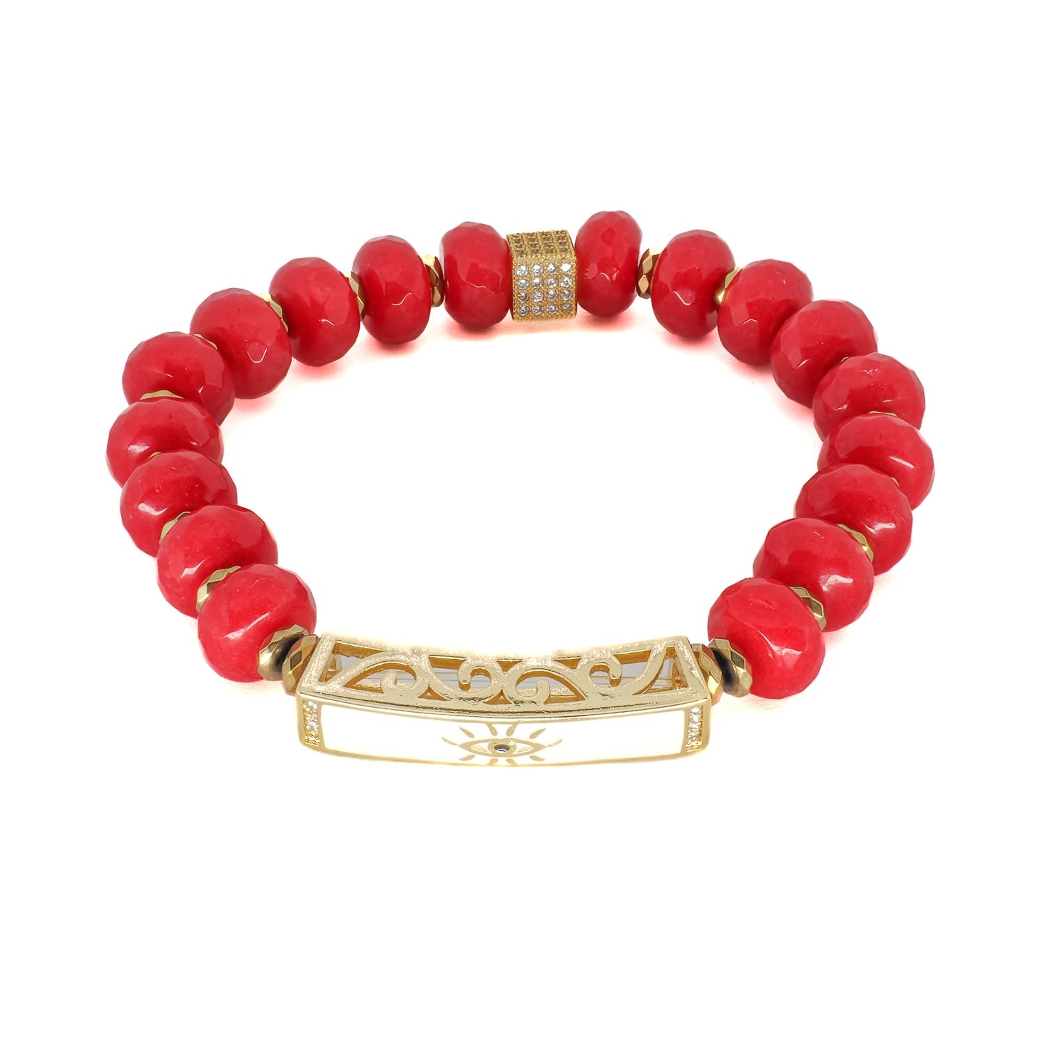 New Beginning Red Energy Evil Eye Beaded Bracelet - Red