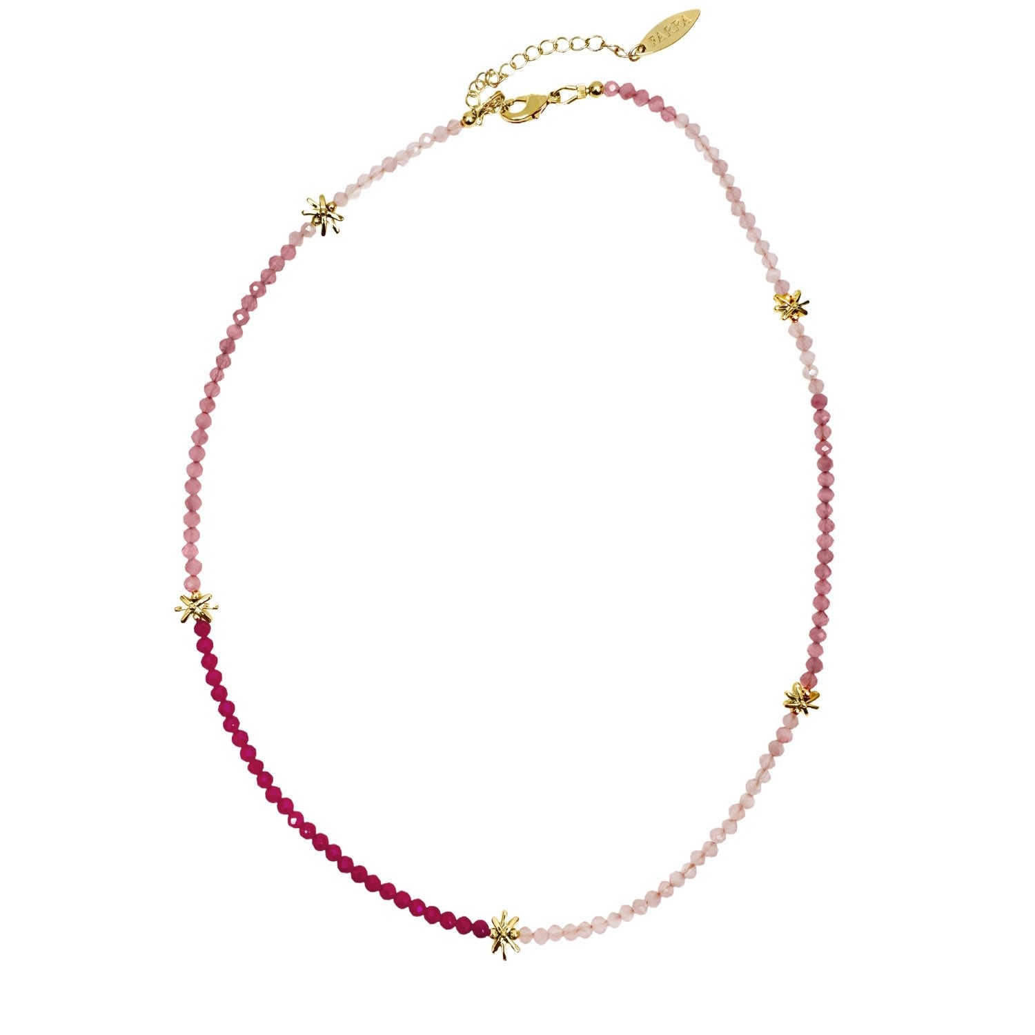 Red Ruby And Pink Opal Color Necklace