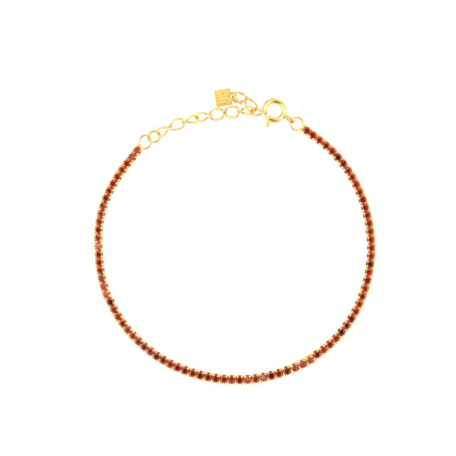 Dainty Gold Red Tennis Bracelet