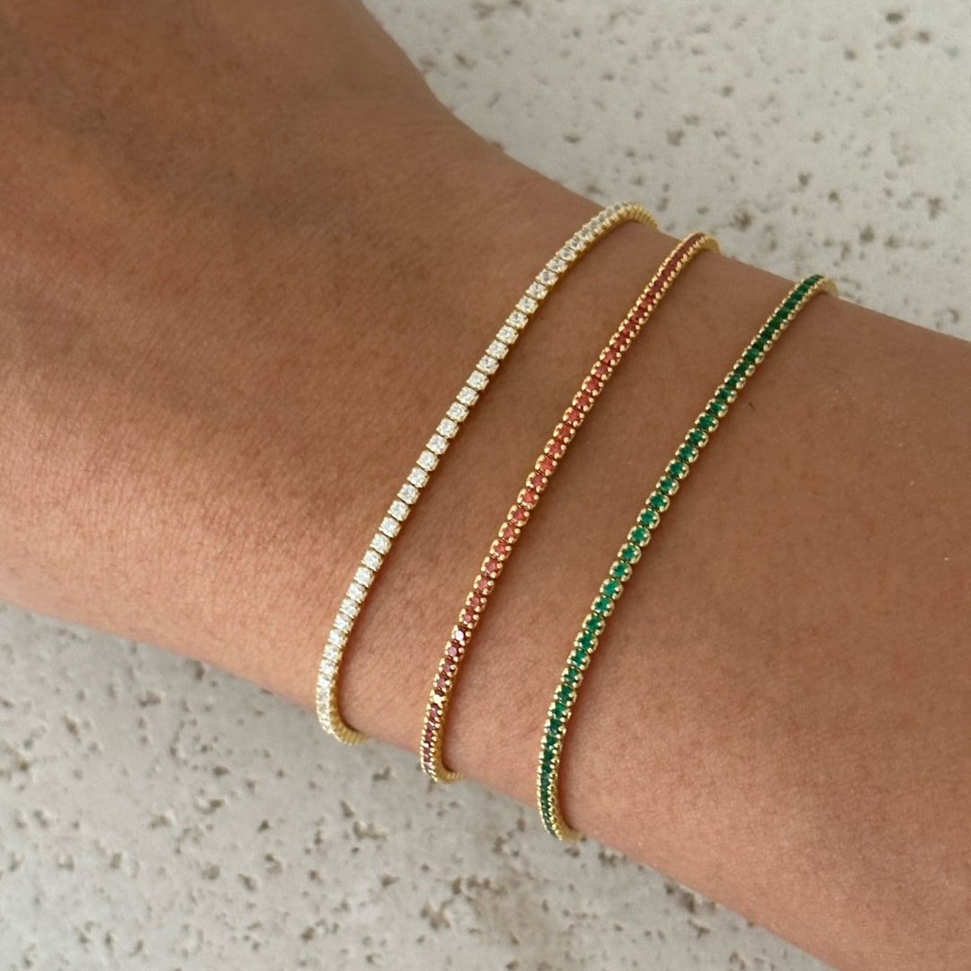 Dainty Gold Red Tennis Bracelet