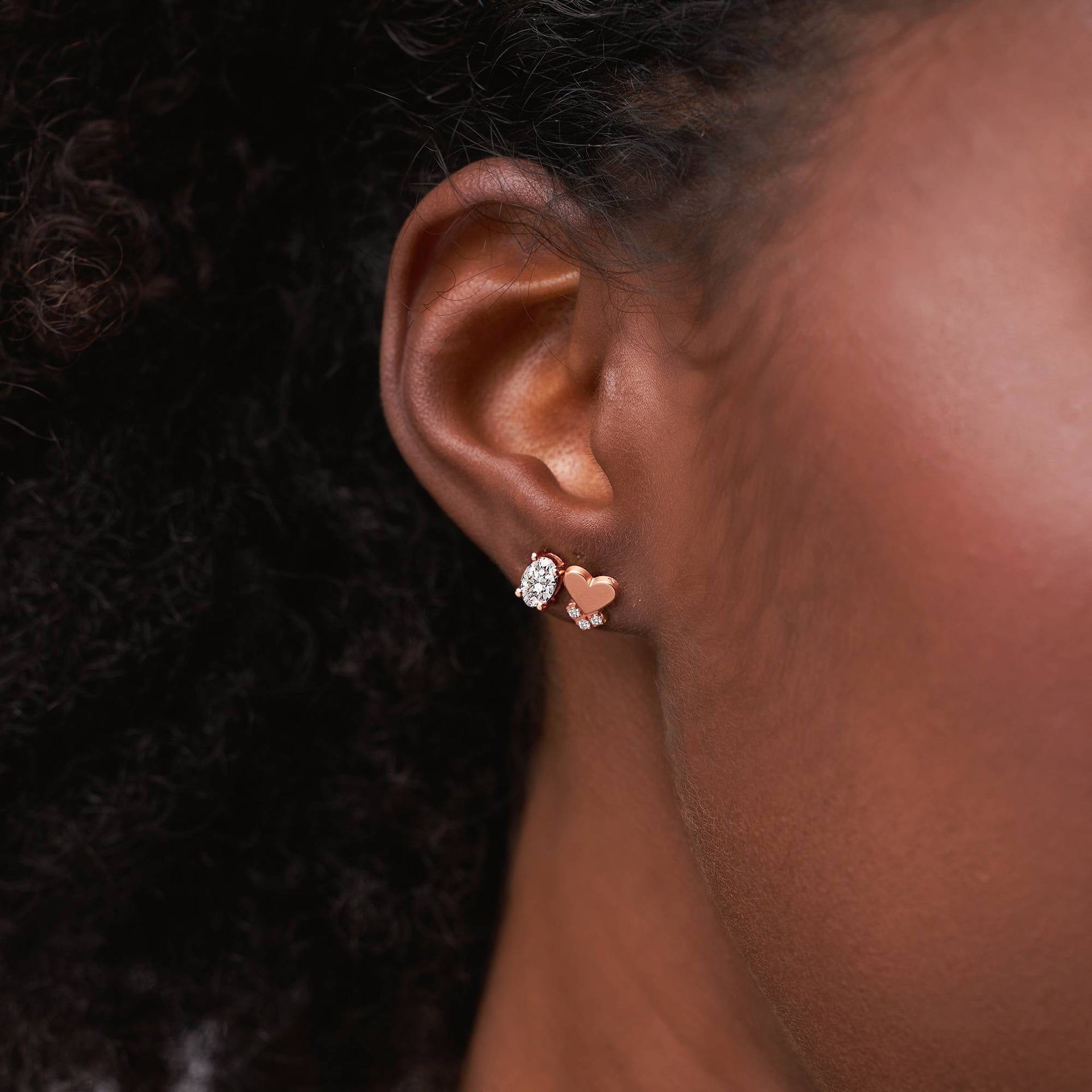 Remi Oval Stud Earrings in 18K Rose Gold
