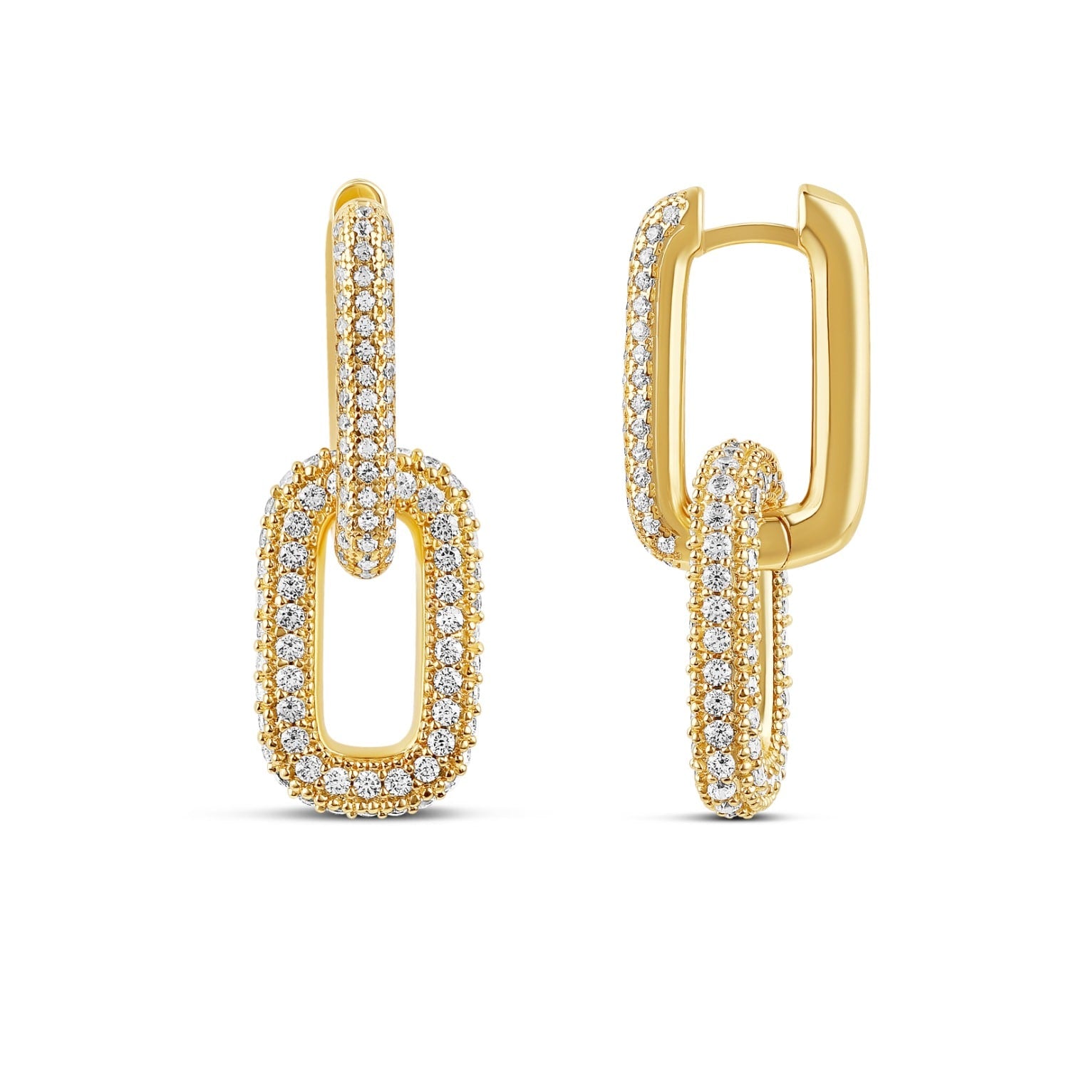 Removable Link Pave Earrings - Gold