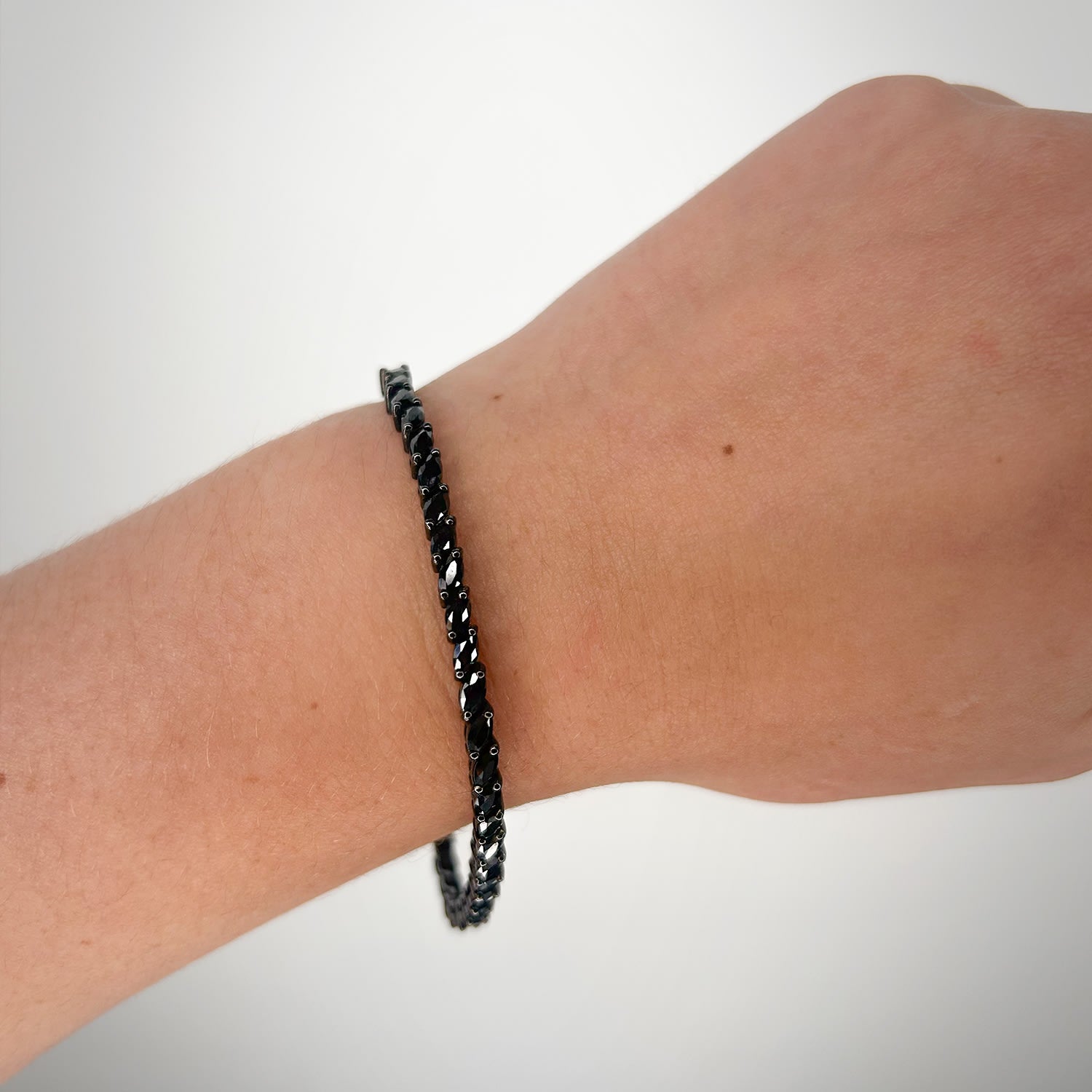 Renaissance Bracelet With Man Made Cz Diamond Stimulant In Sterling Silver & Premium Black Rhodium