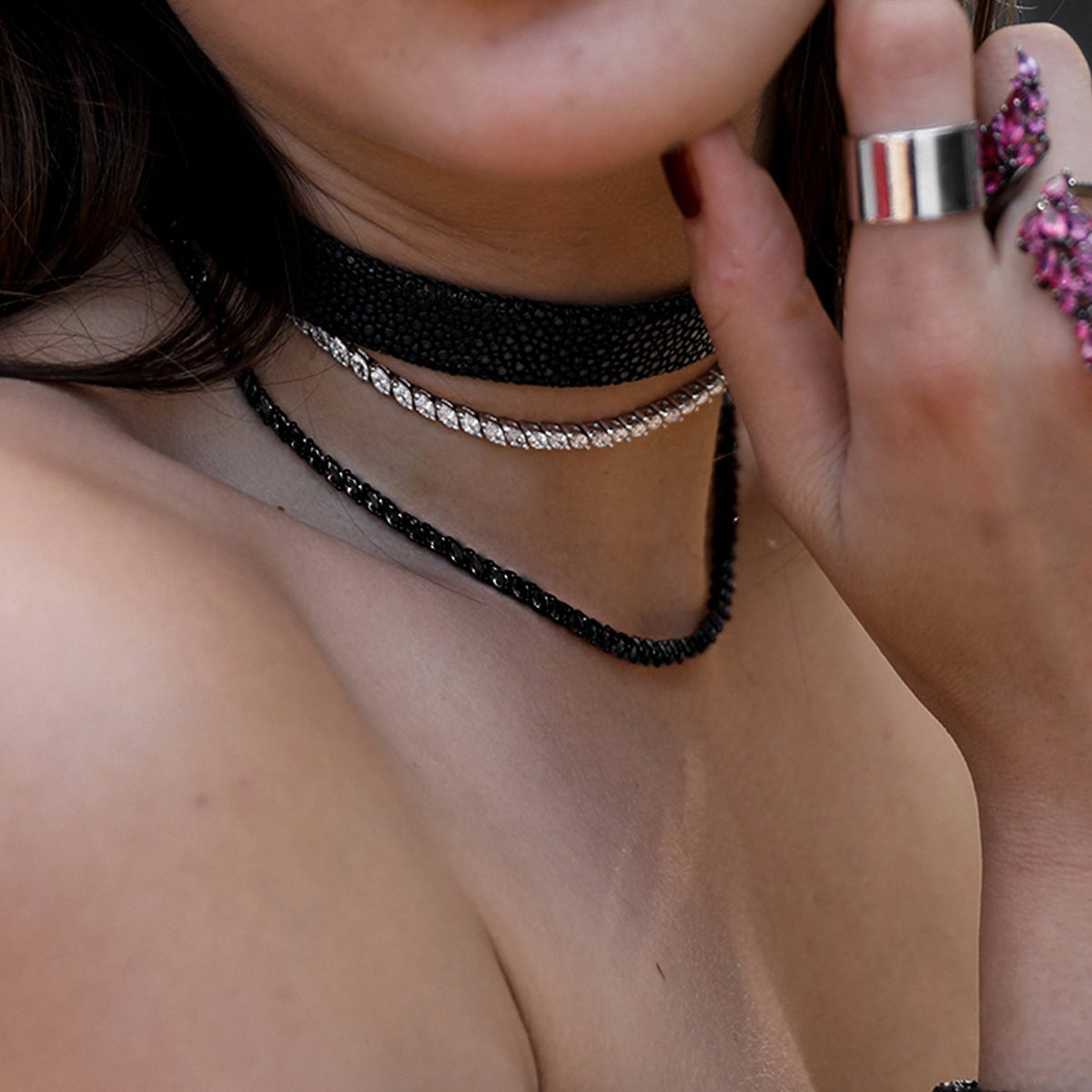 Renaissance Necklace With Man Made Cz Diamond Stimulant In Sterling Silver