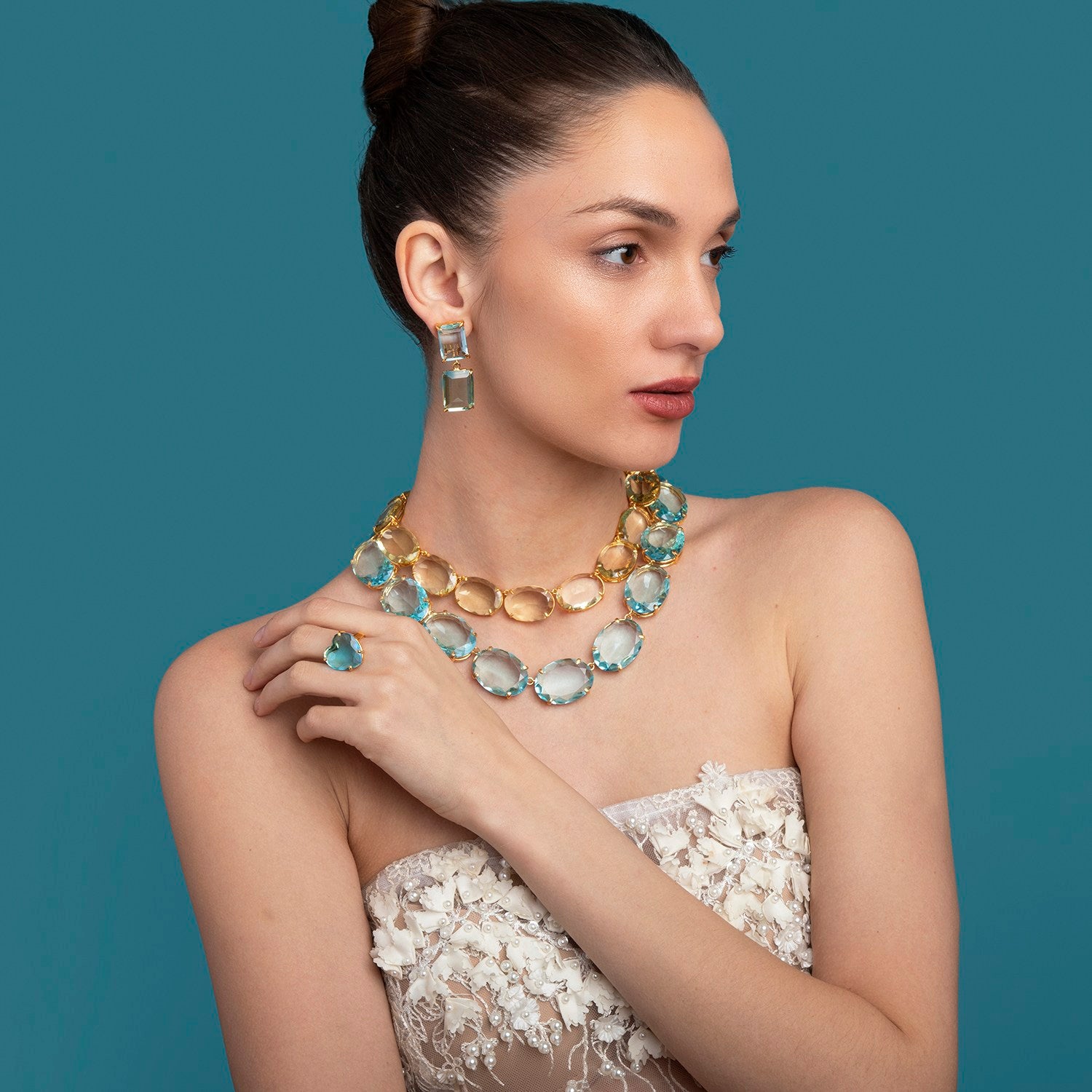 Renata Earrings Green Amethyst