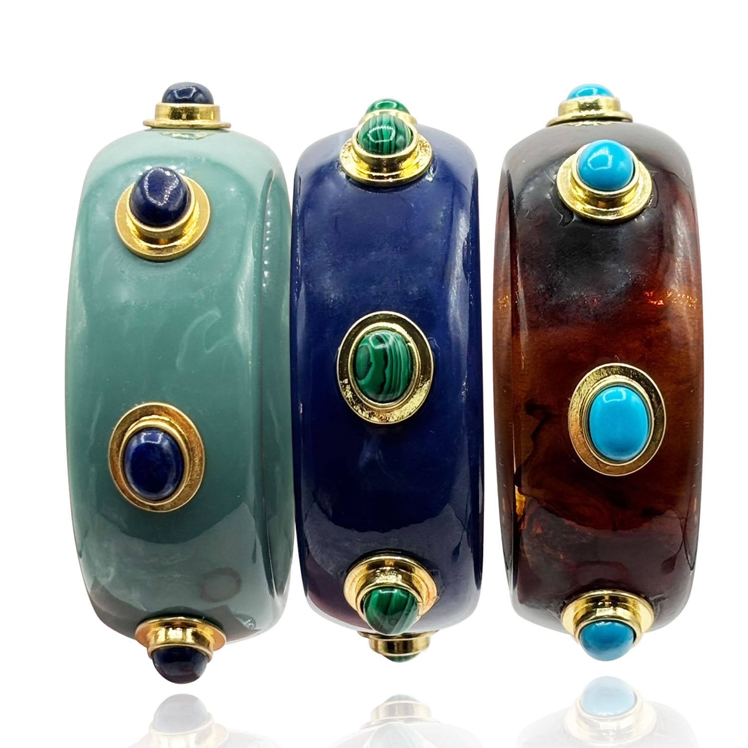 Renee Bangle In Turquoise Resin And Lapis Stones
