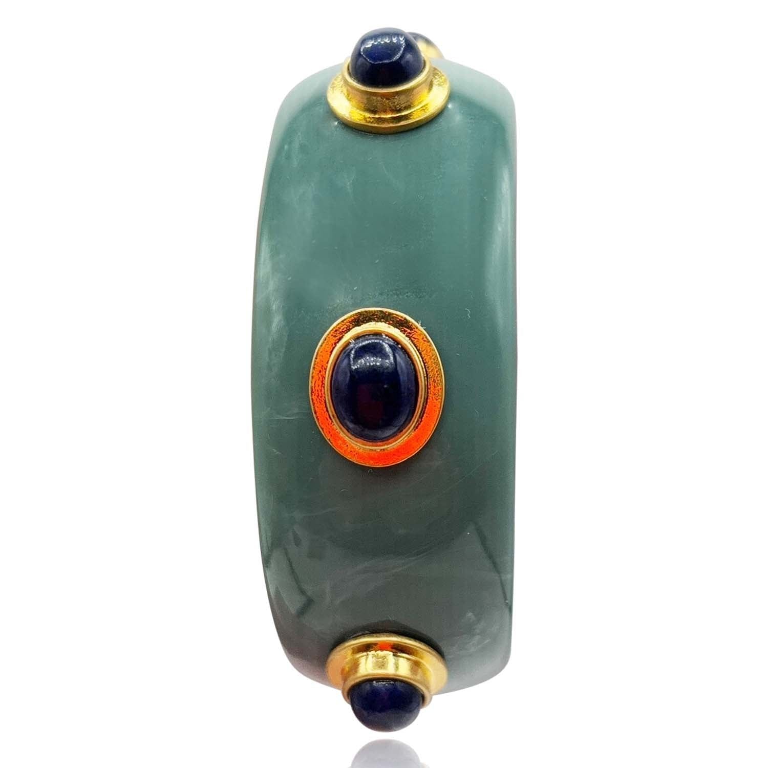 Renee Bangle In Turquoise Resin And Lapis Stones