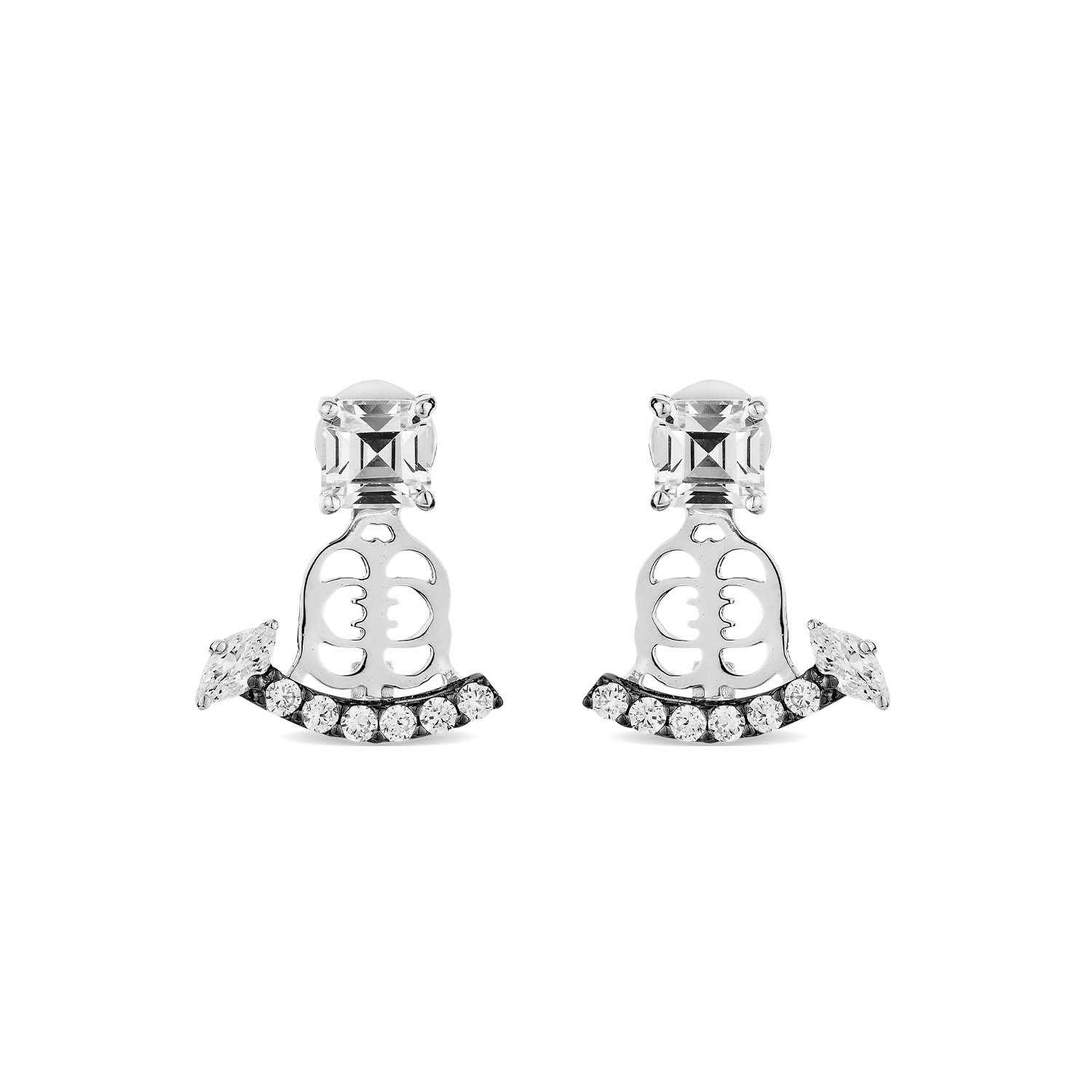 Revival Ear Jacket With Man Made Cz Diamond Stimulant In Platinum