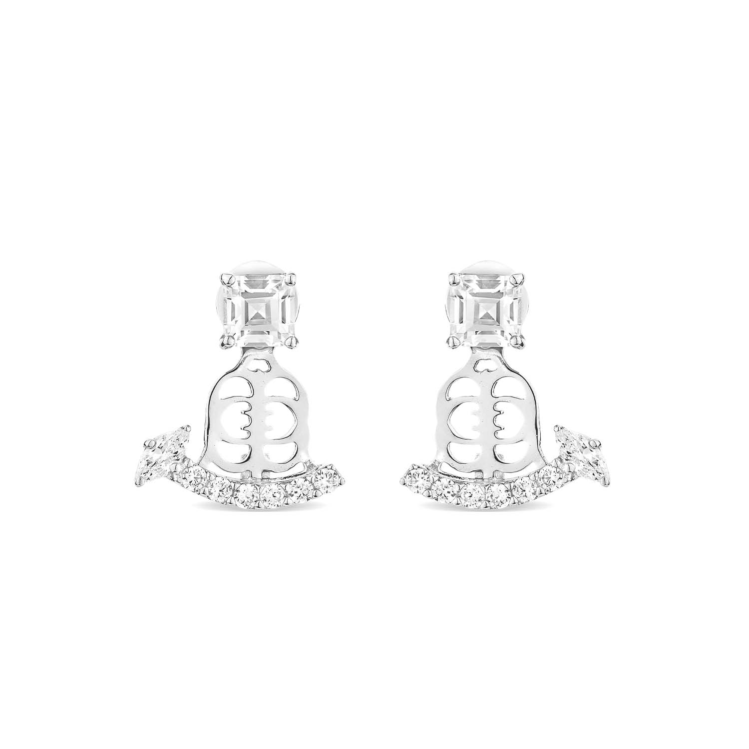Revival Ear Jacket With Man Made Cz Diamond Stimulant In Sterling Silver