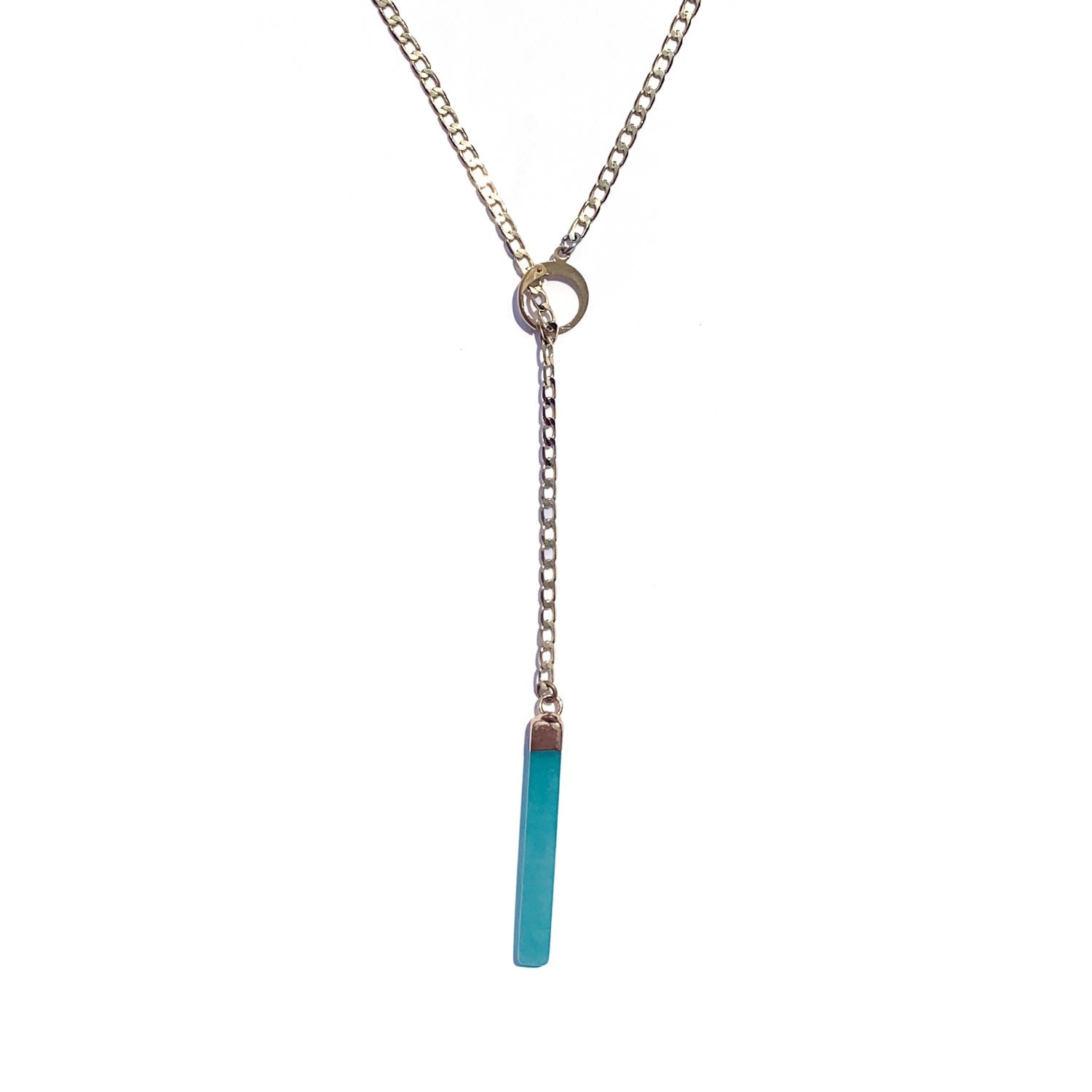 Gold And Jade Lariat Necklace