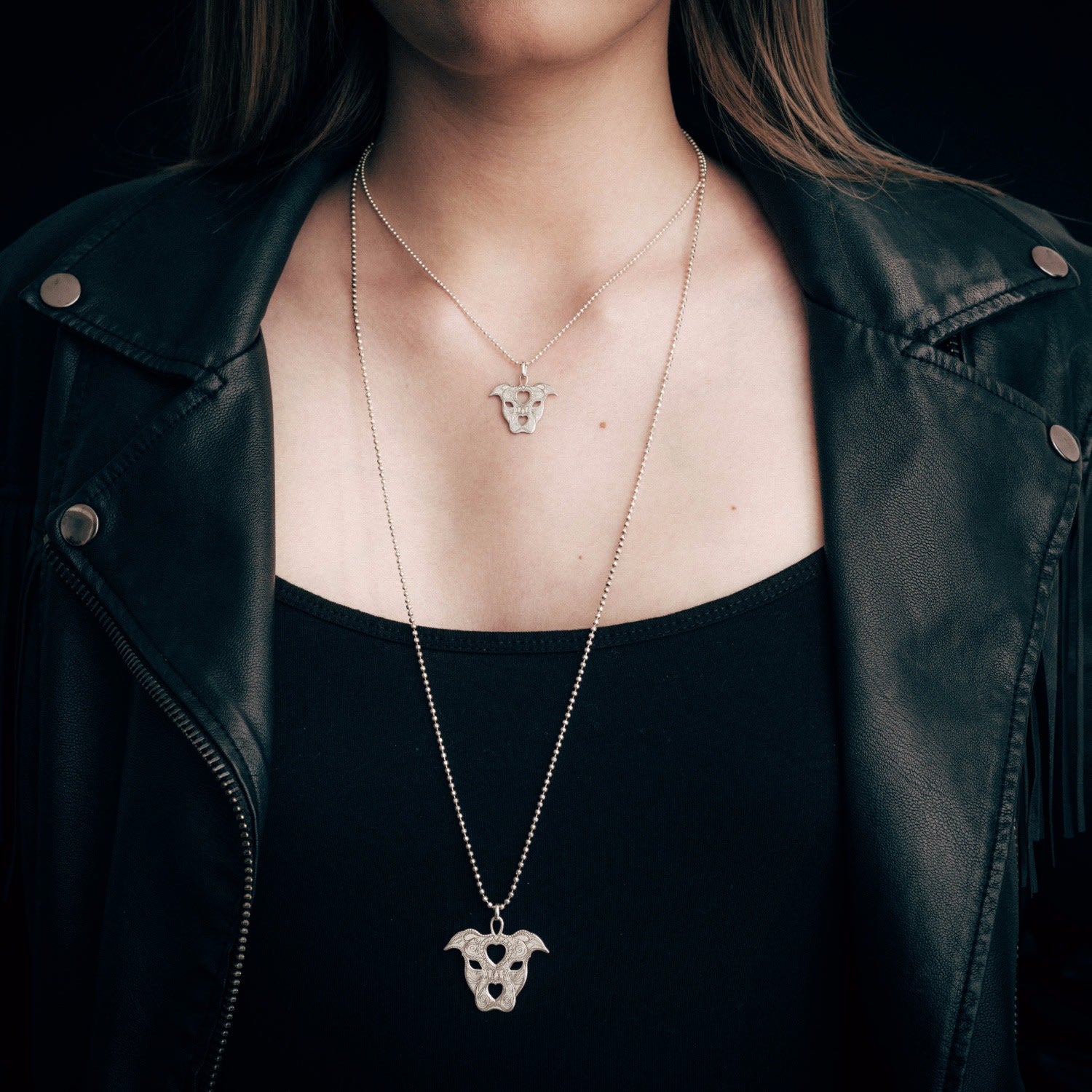 Medium Silver Staffy Pendant Necklace