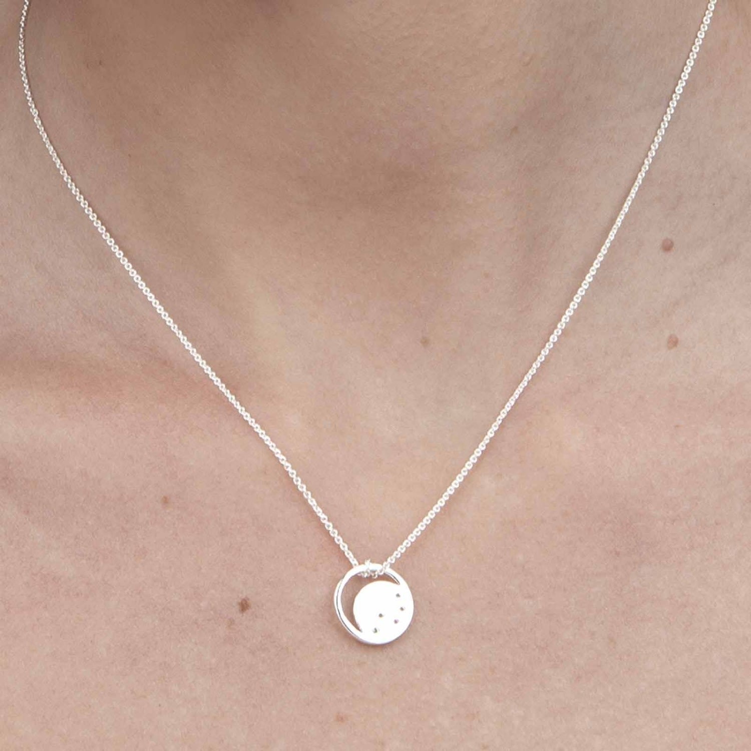 Sterling Silver Eclipse Necklace With White Topaz