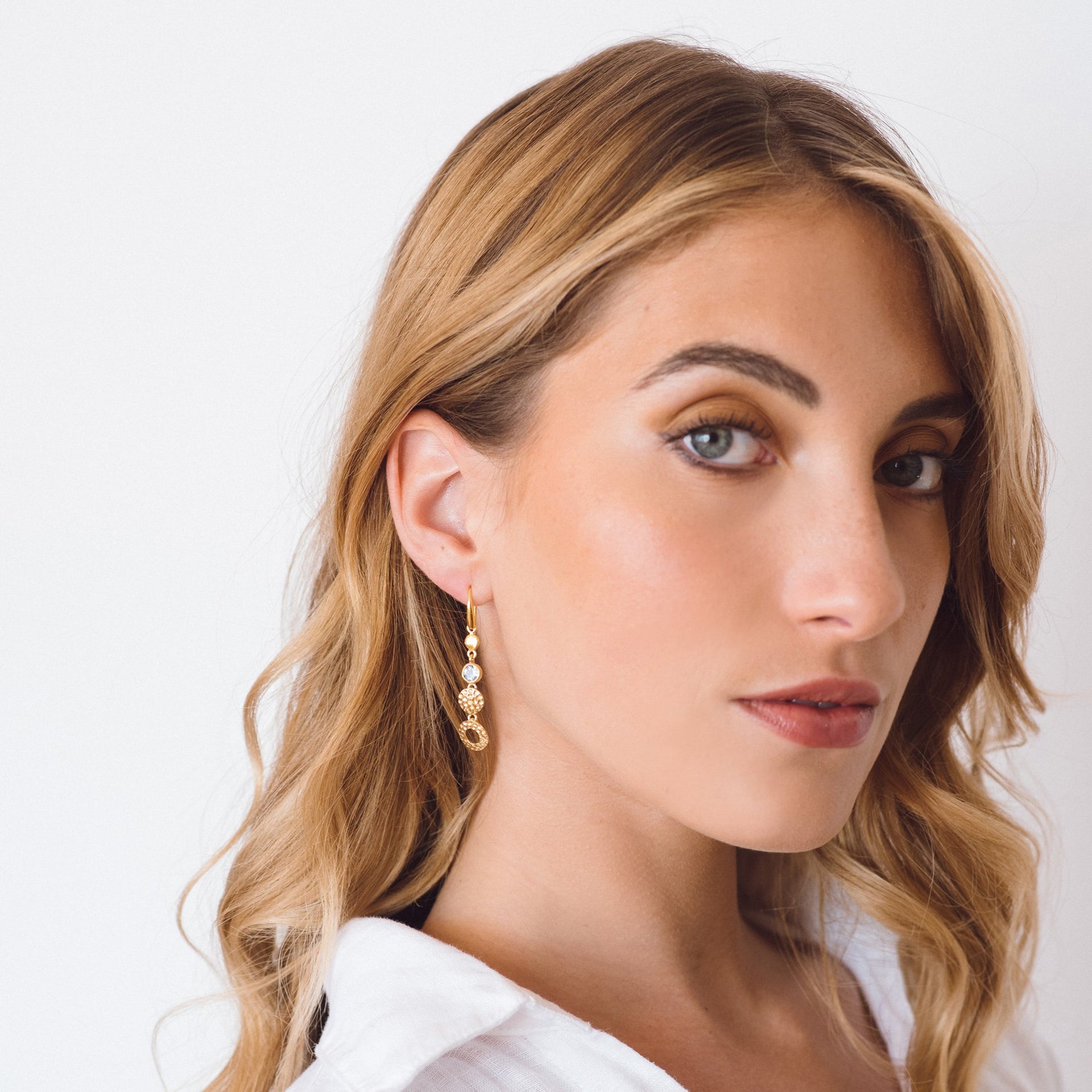 Lakshmi Gold Vermeil Statement Drop Earrings - Blue Topaz