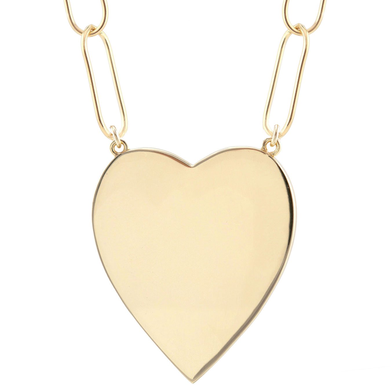 Large Heart Pendant On Large Link Chain Gold Filled
