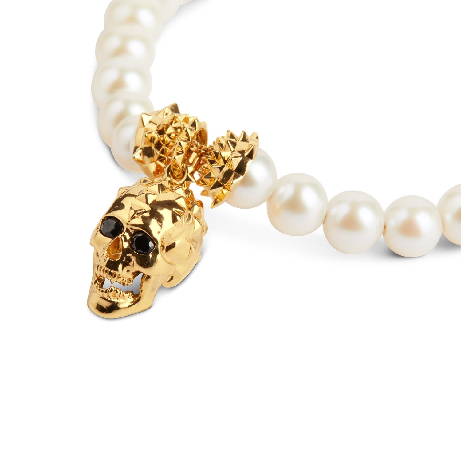 Skull Pearl Bracelet - Gold & Ivory
