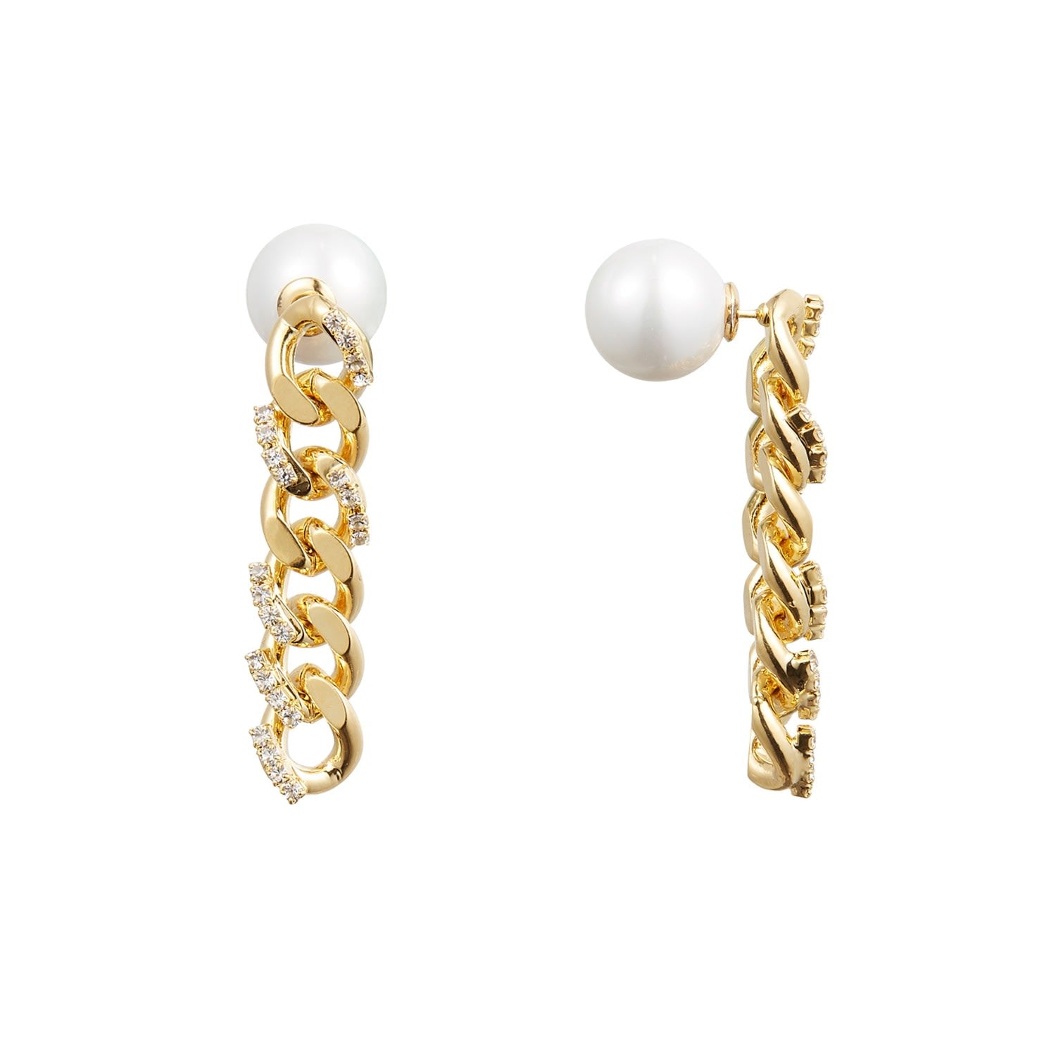 Rhinestone Gold Chain Earrings