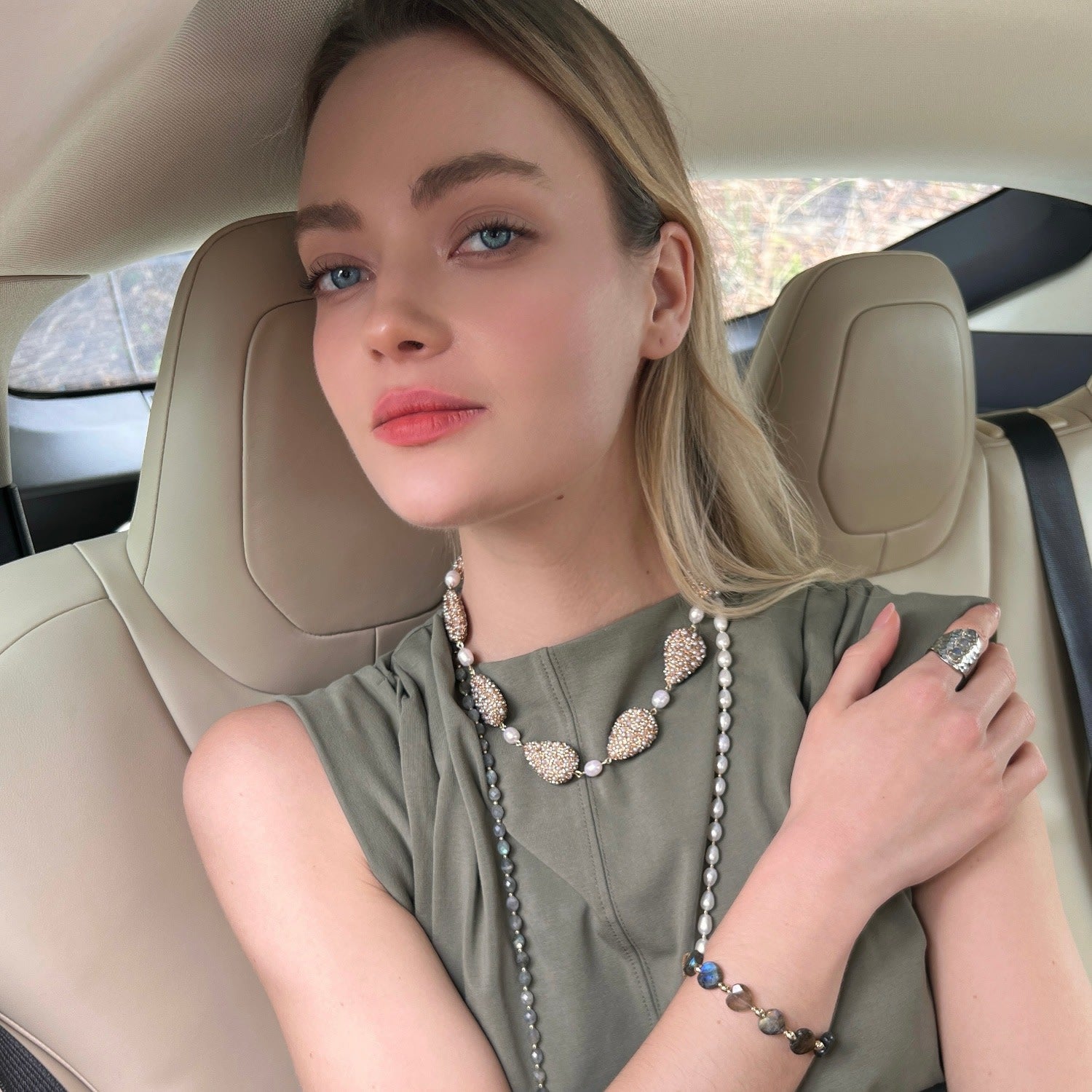 Rhinestone With Freshwater Pearls Statement Necklace