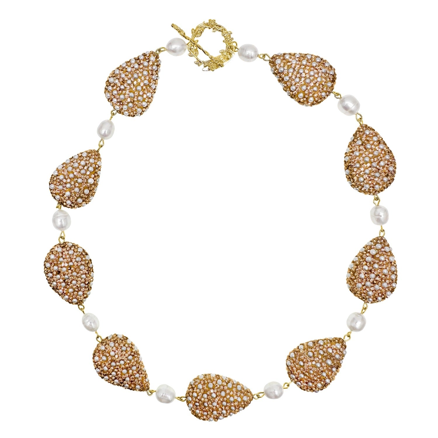 Rhinestone With Freshwater Pearls Statement Necklace