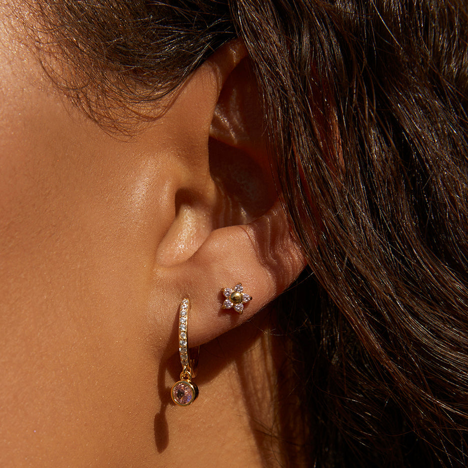Rhodes Gold Earrings Pink