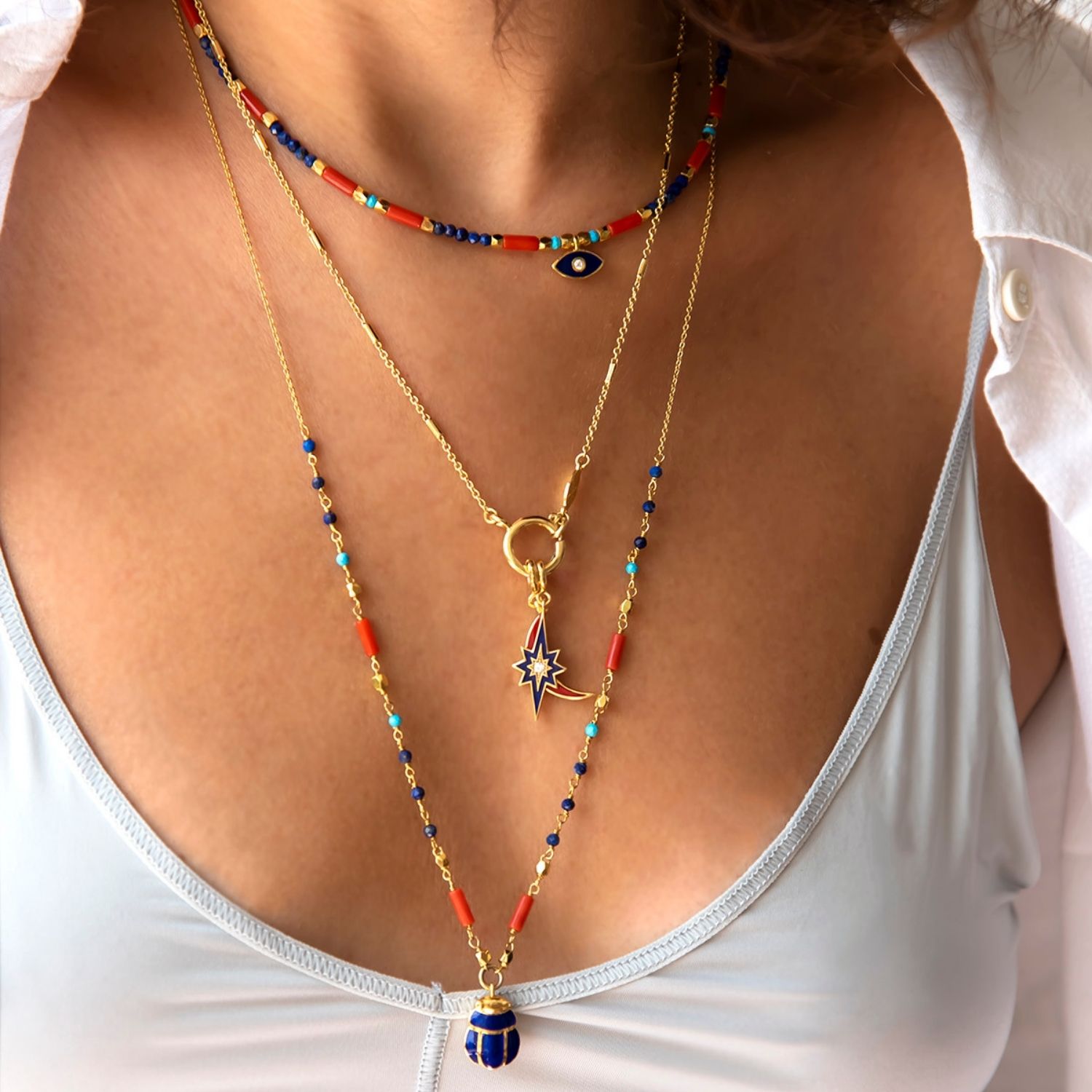 Rhodes - Lapis Coral Necklace