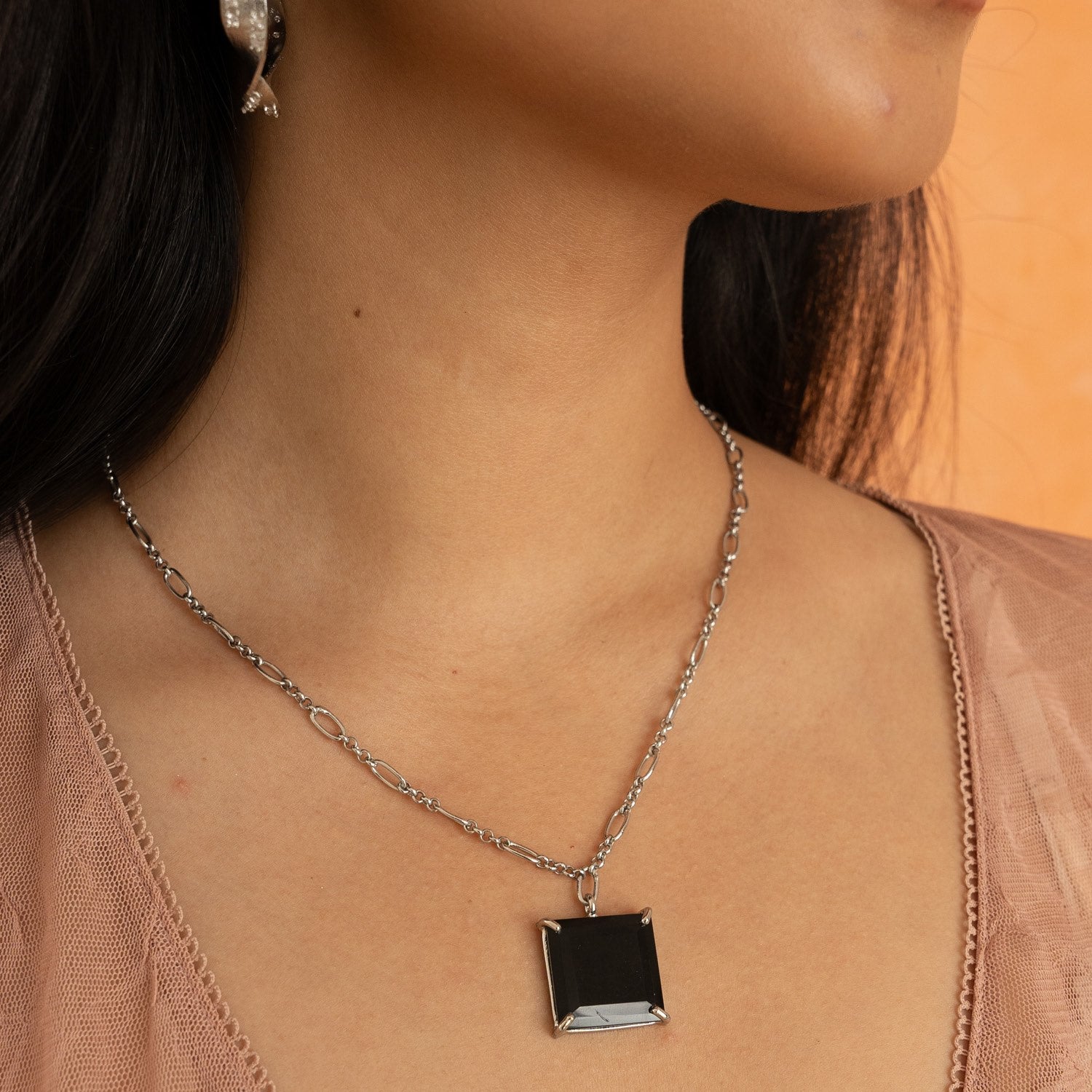 Silver Blanco Pendant With Black Onyx