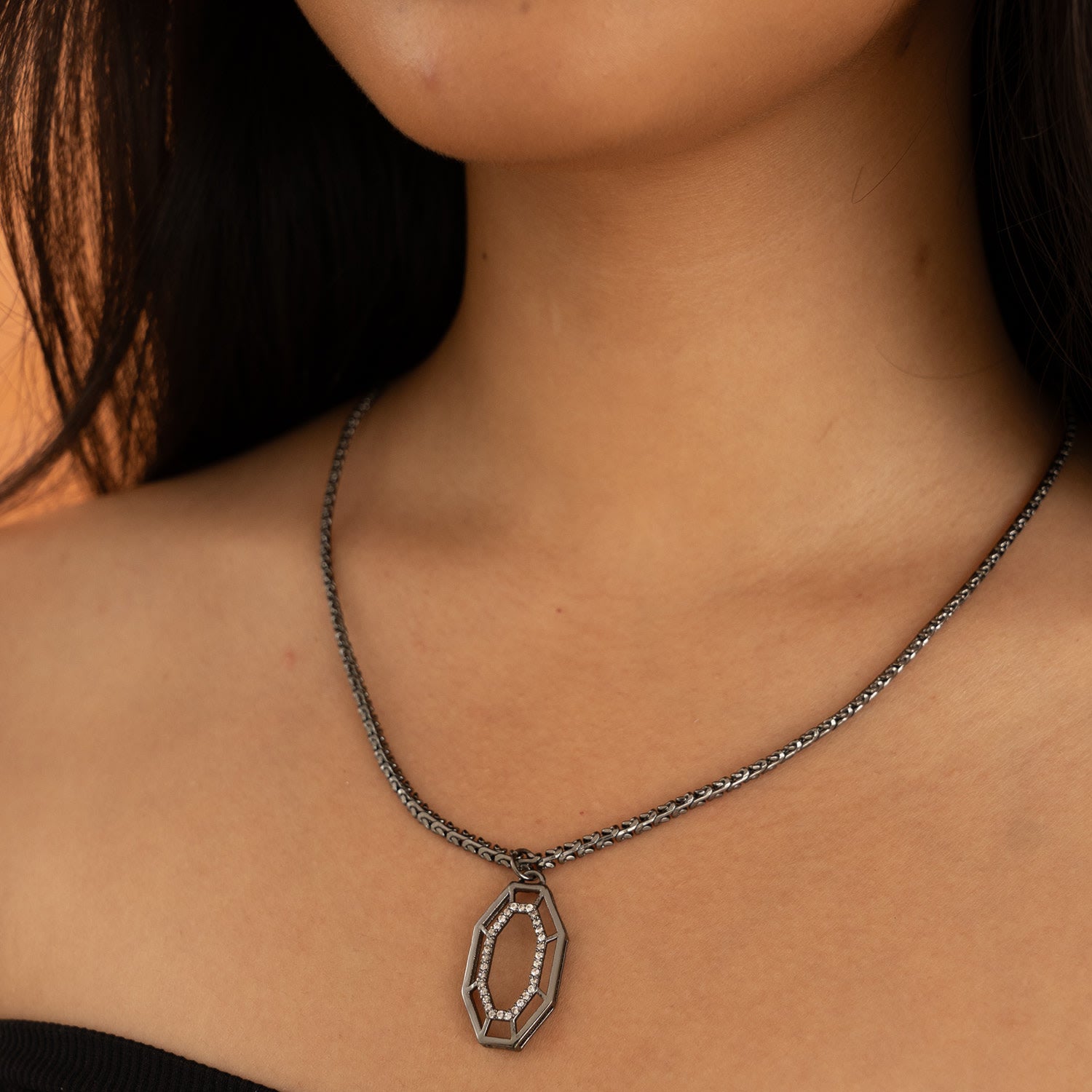 Grey Syra Pendant With Zirconia