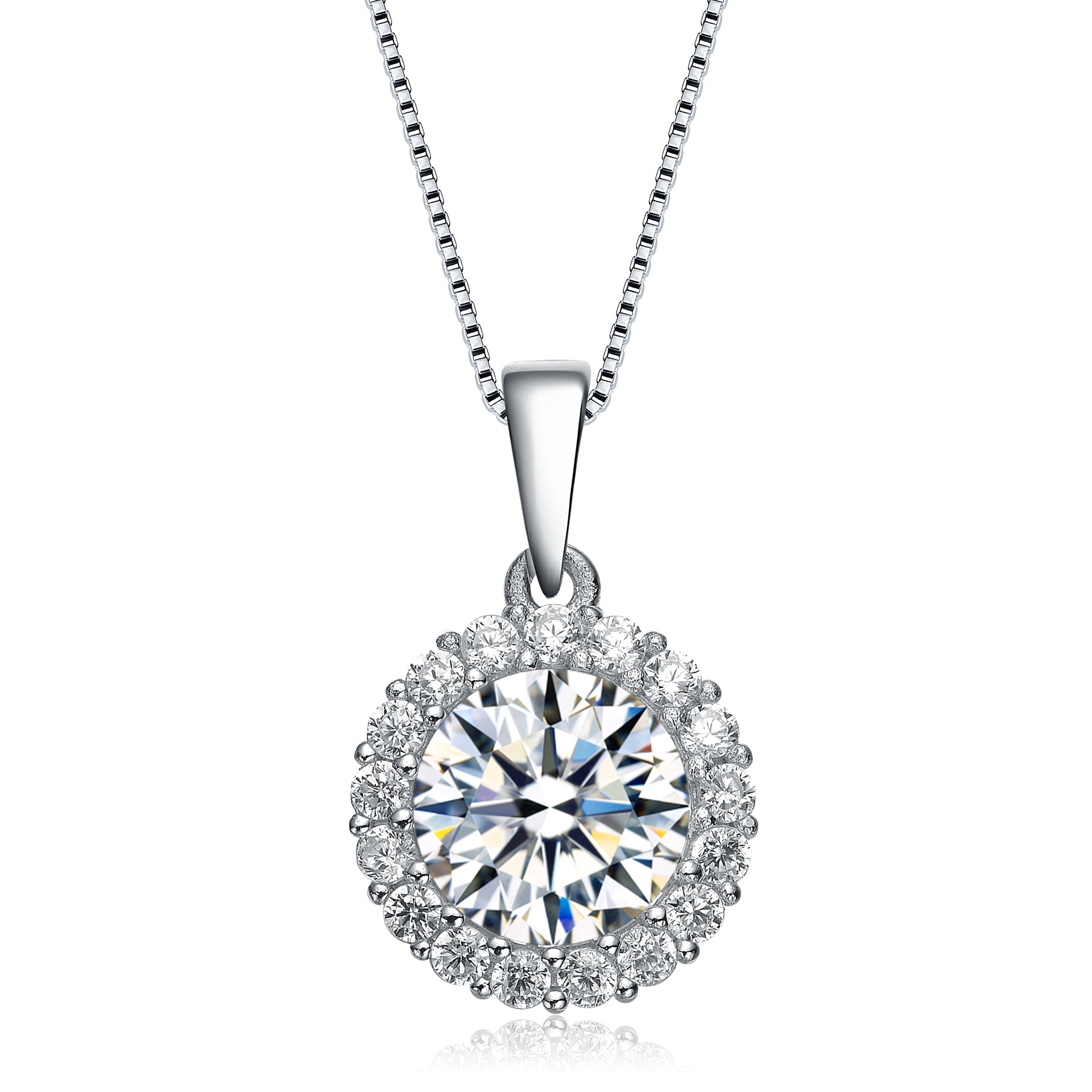 Rachel Glauber Rhodium Plated Stud Pendant Necklace