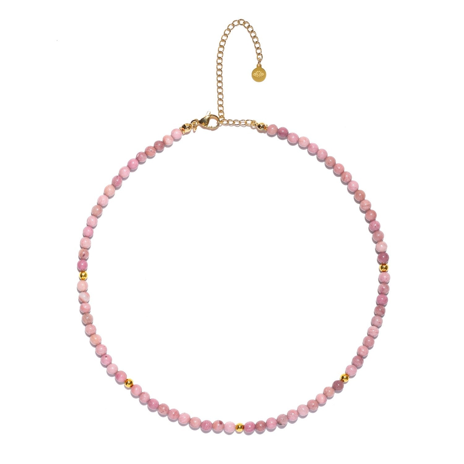 Rhodochrosite Choker Necklace, Heart Opening And Heavenly Love, Adjustable