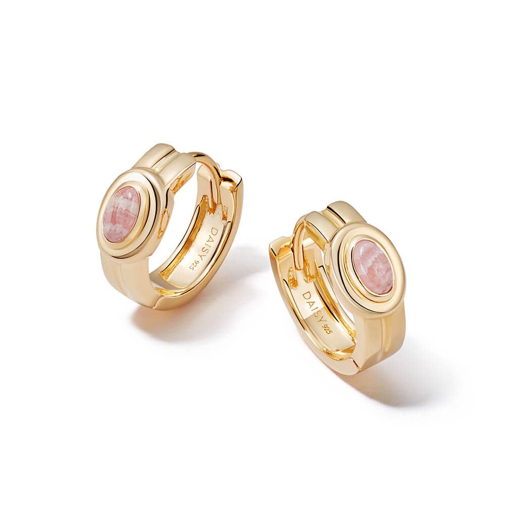 rhodochrosite-huggie-hoop-earrings-18ct-gold-plated-daisy-london