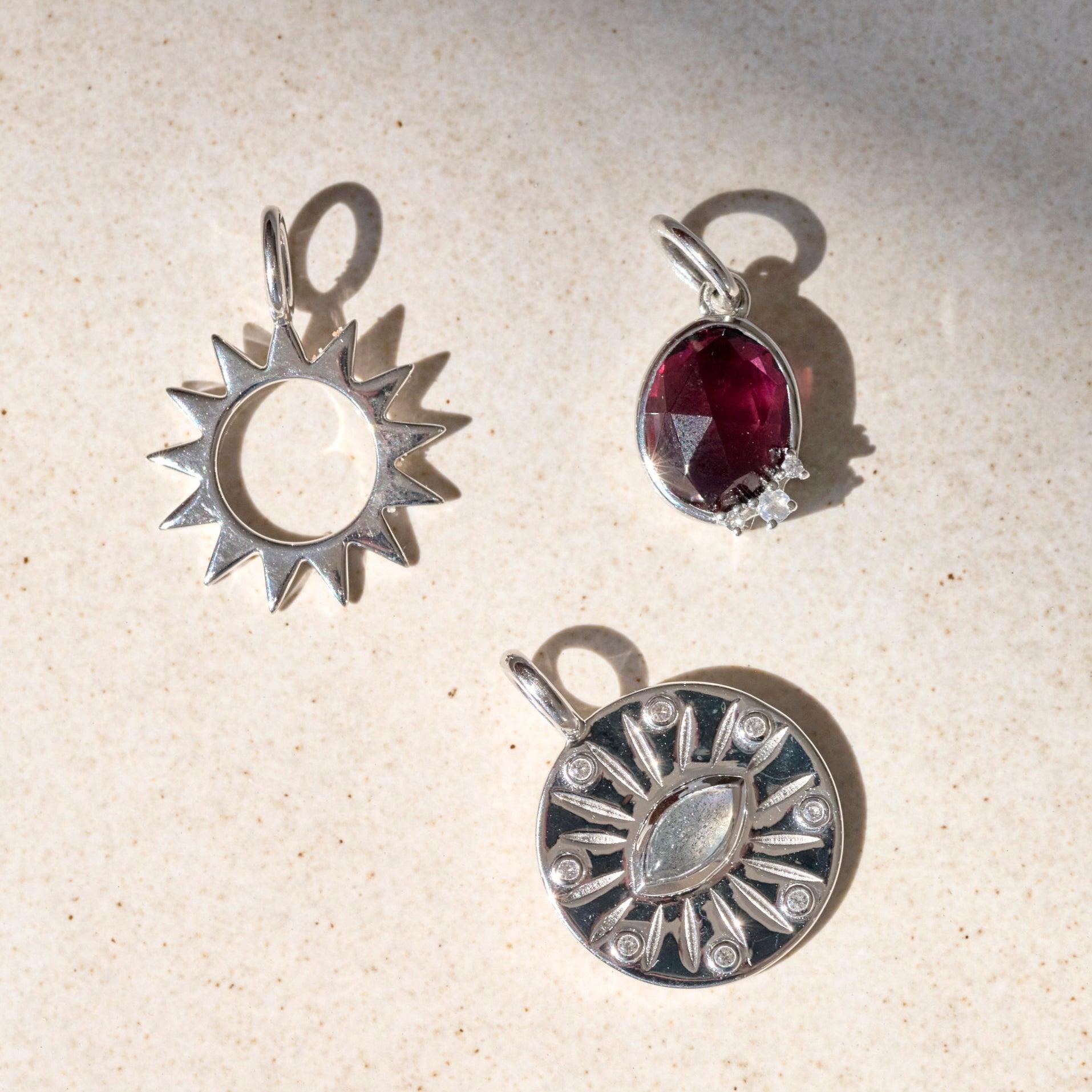 Sunburst Silhouette Pendant Sterling Silver