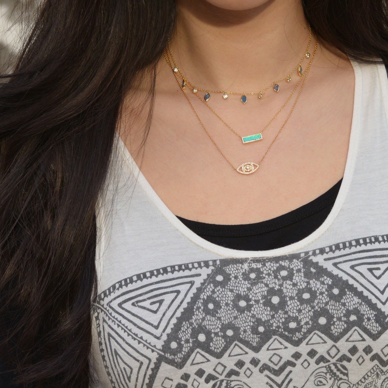 Evil Eye Crystal Necklace Gold