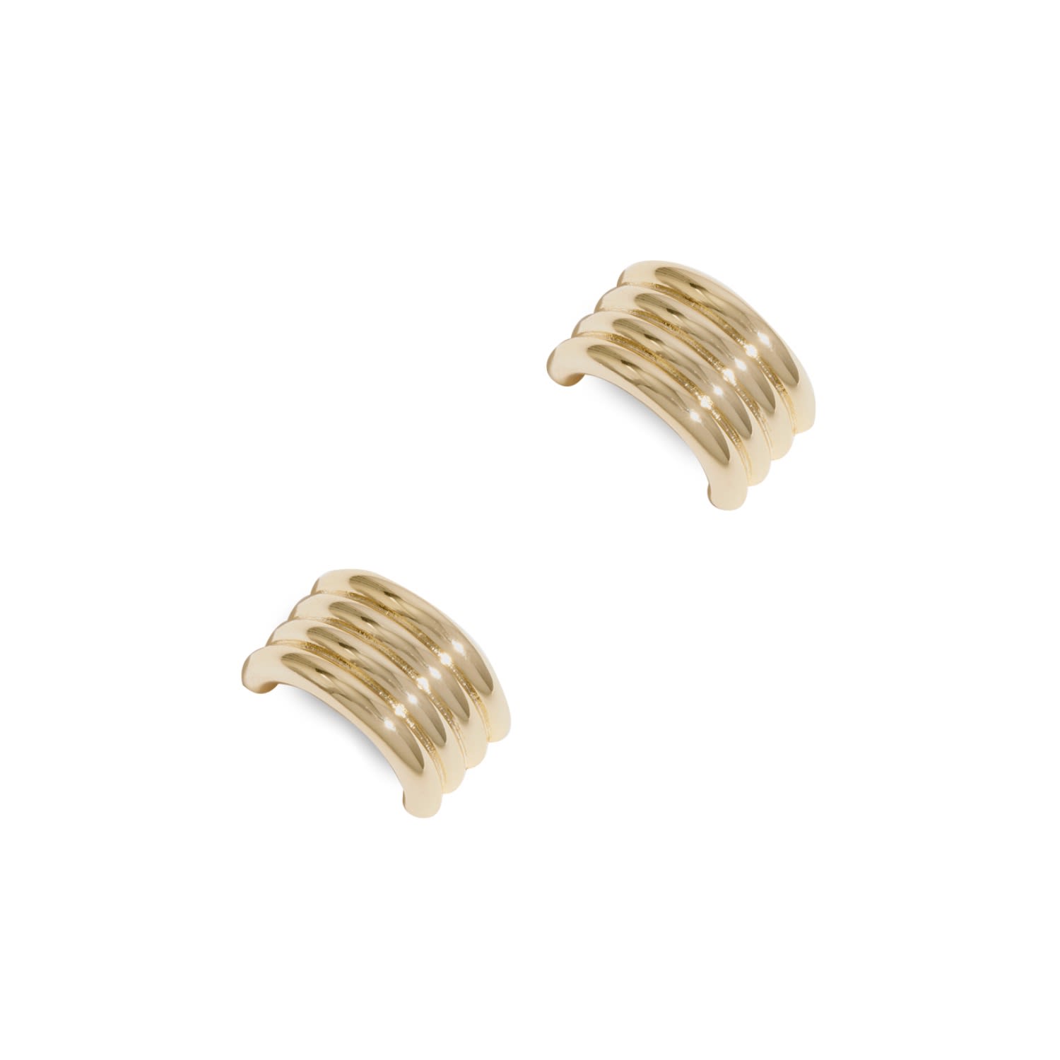Ribbed Rectangle Studs Gold