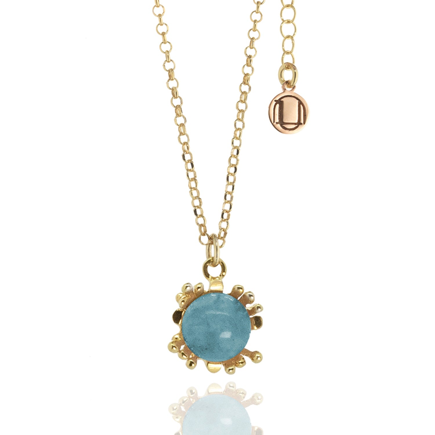 Ribes Necklace In Sterling Silver, Gold Plated With Natural Amazonite