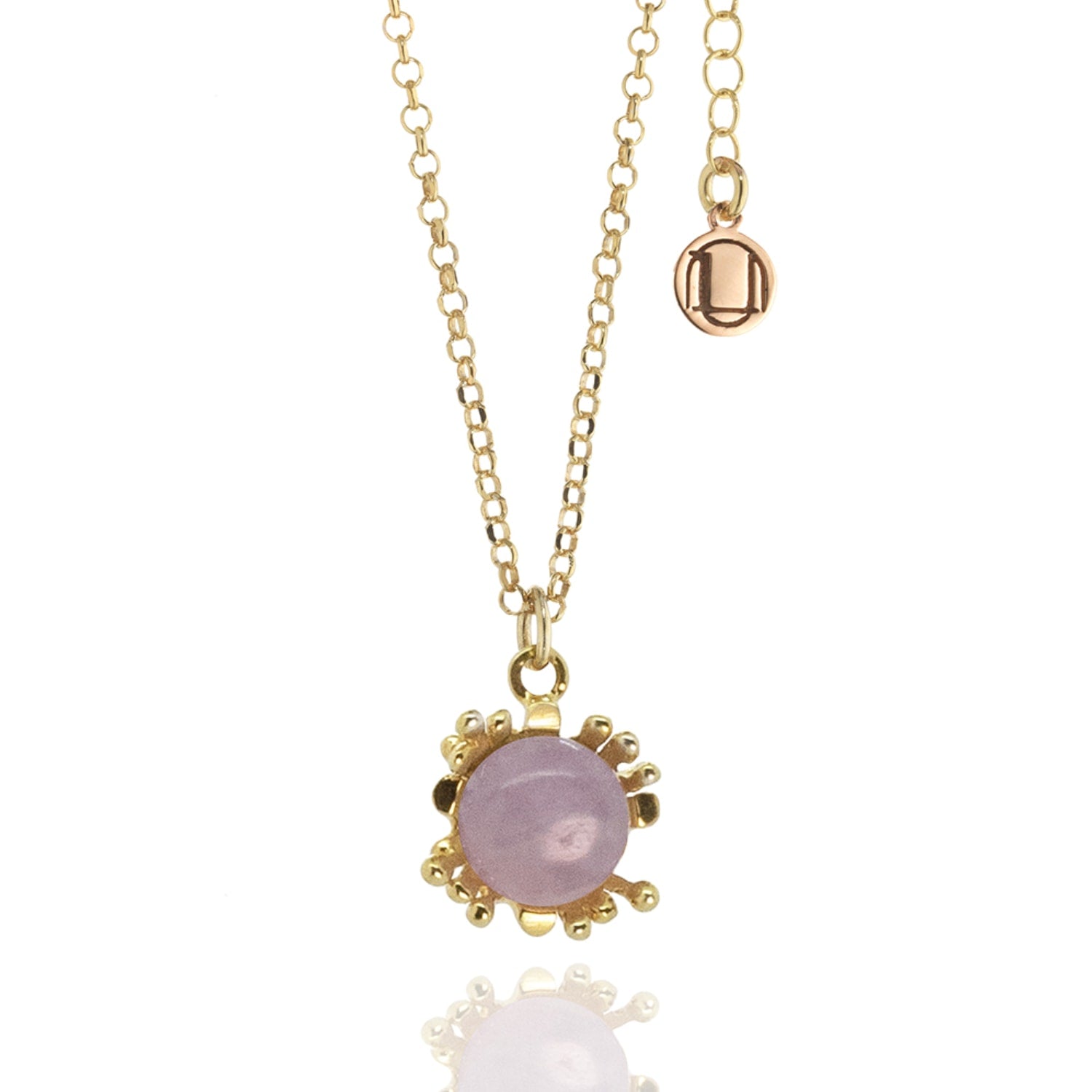 Ribes Necklace In Sterling Silver, Gold Plated With Natural Kunzite