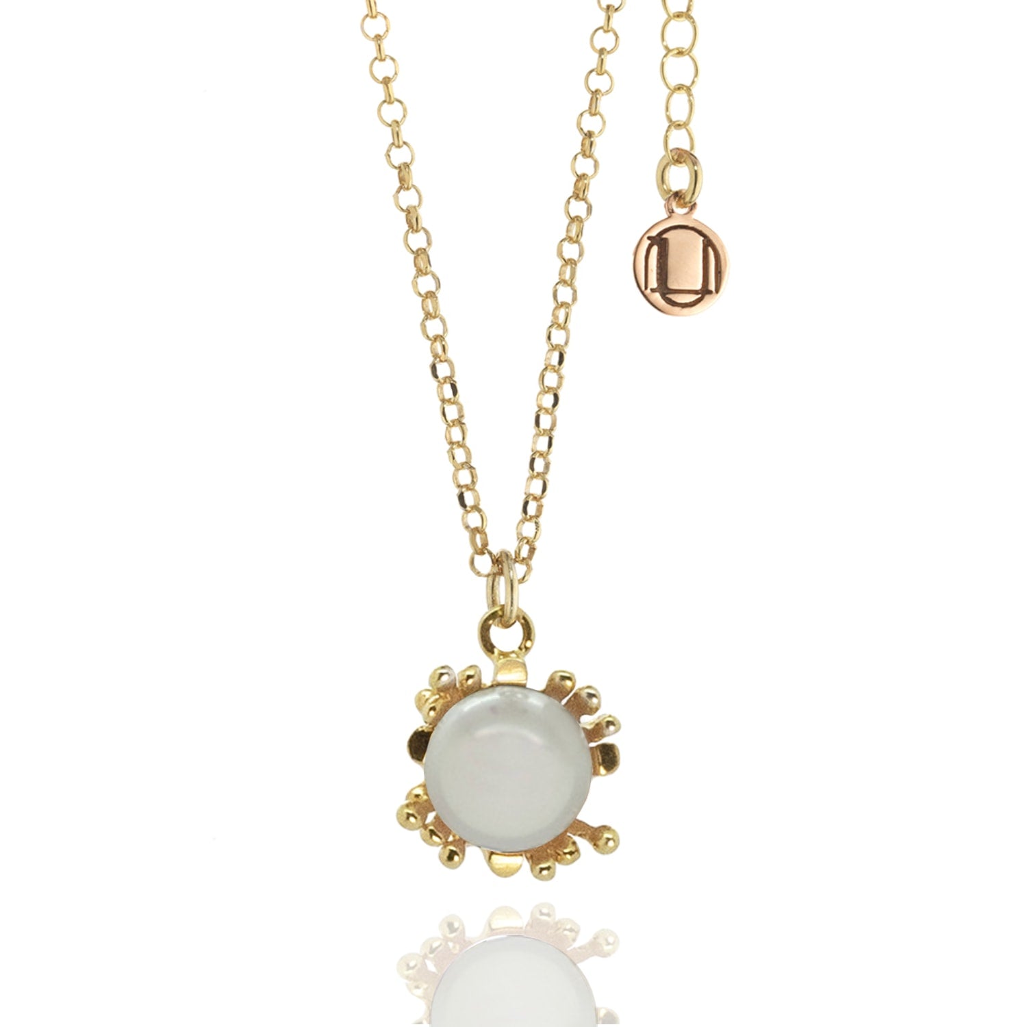 Ribes Necklace In Sterling Silver, Gold Plated With Natural Pearl