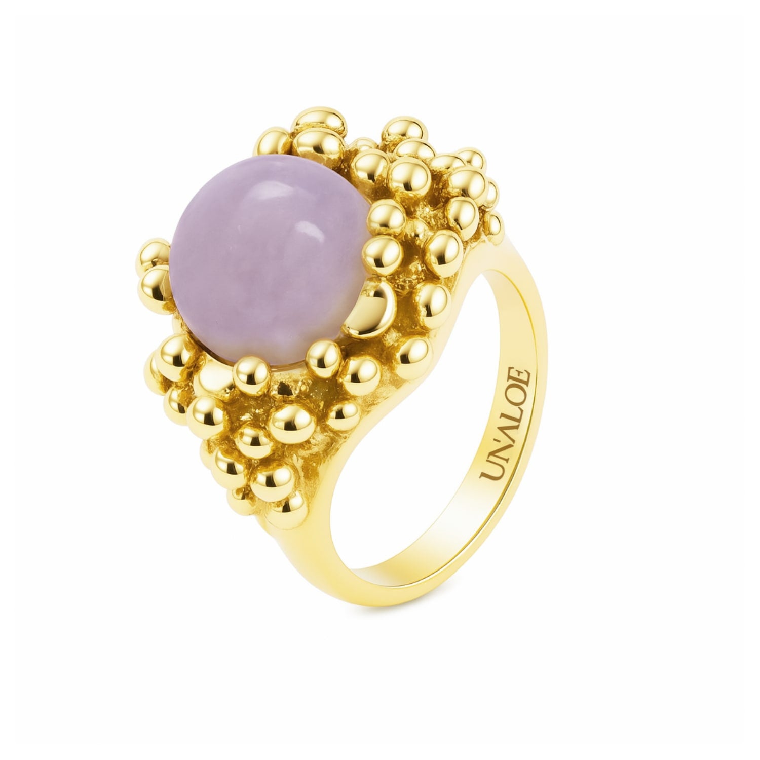 Ribes Silver Ring, Gold-Plated With Natural Kunzite