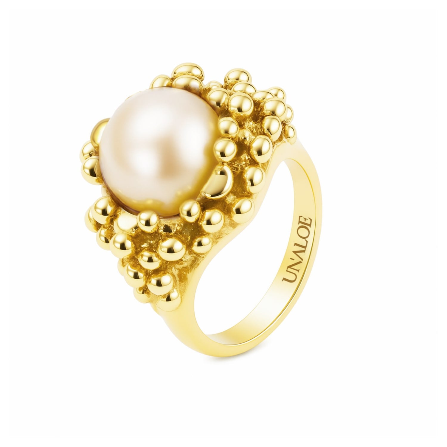 Ribes Silver Ring, Gold-Plated With Natural Pearl